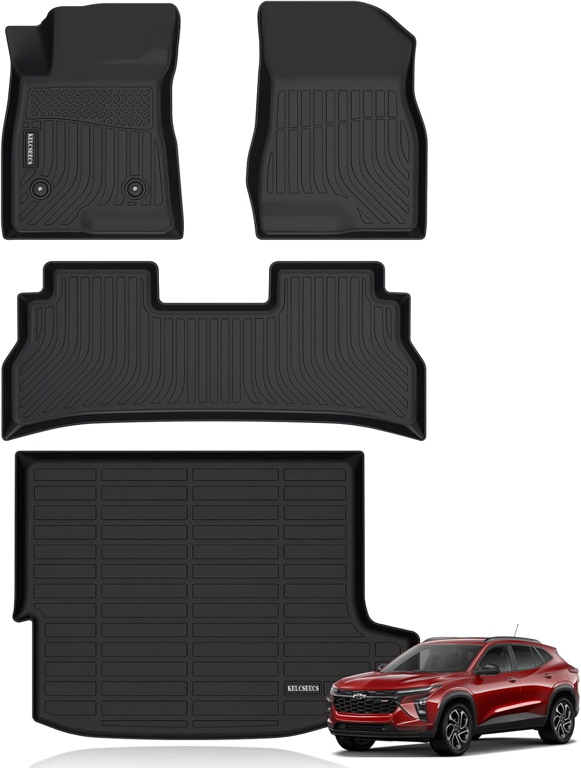 KELCSEECS® Floor Mats & Cargo Liner Custom for Chevrolet/Chevy Trax 2026 2025 2024 & Buick Envista 2026 2025 2024 All Weather Protection TPE Floor Liners Front & Rear Row Full Set Accessories Black