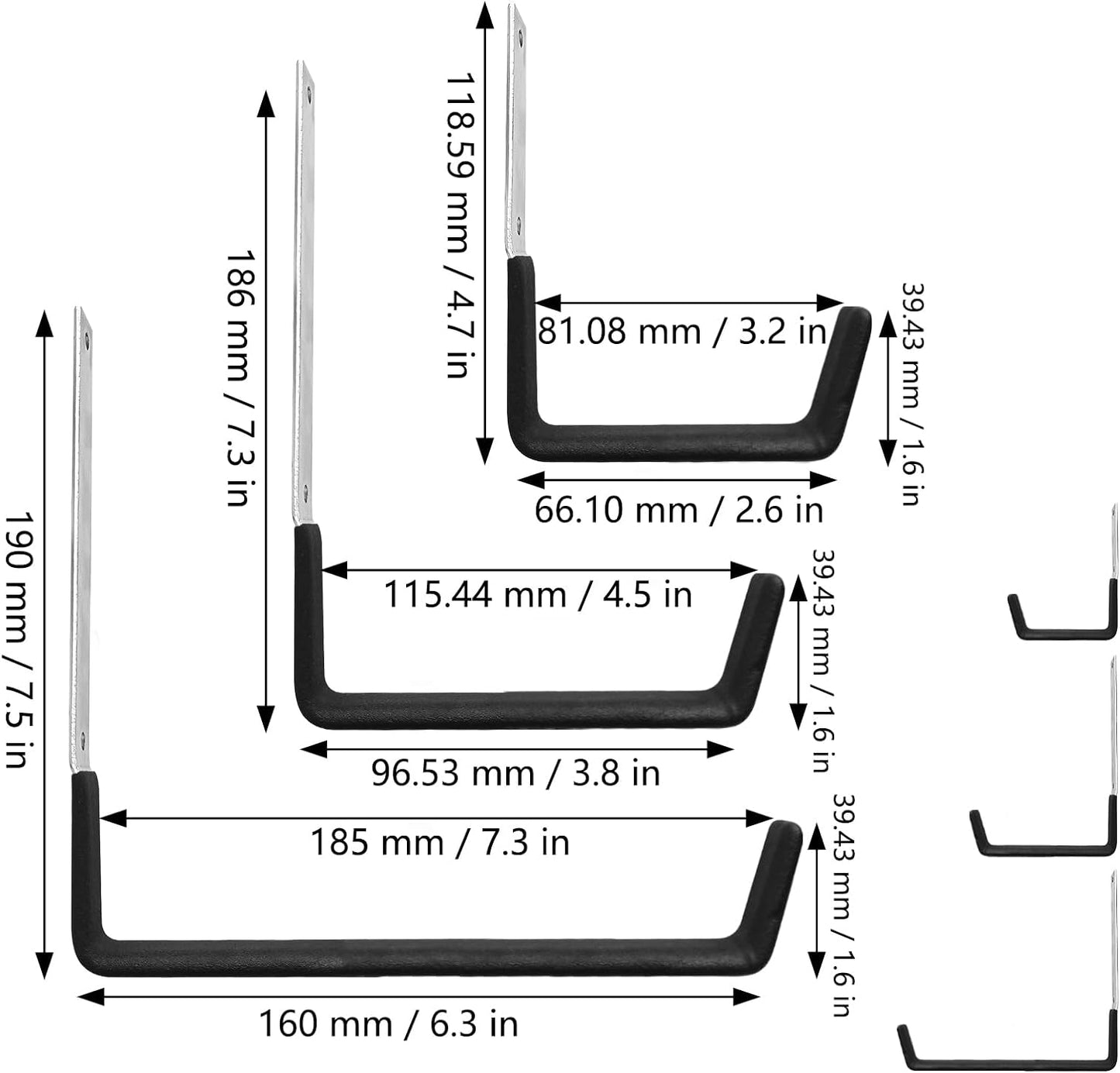 AccEncyc Heavy Duty Garage Hooks, 2Pcs Stainless Steel Wall Mount Hooks, 50lb Weight Capacity, for Garden Hose, Bike, Ladder, Tool Organizer