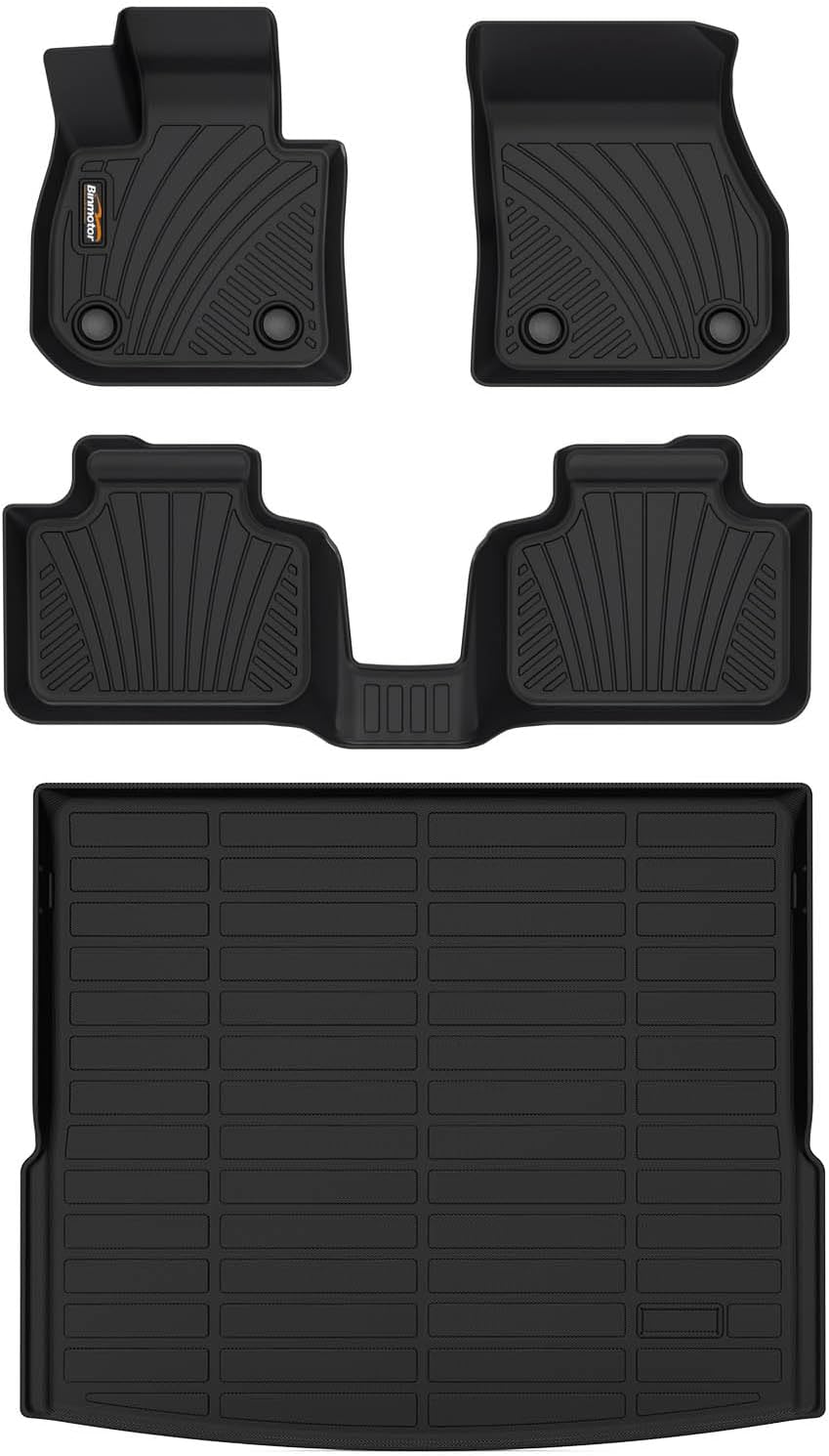 Binmotor-All Weather Floor Mats Cargo Liner Set for BMW X1 2023 2024 2025,1st & 2nd Row Full Set, TPE Rubber mats Heavy Duty Car Floor Liners-Black for X1 Accessories