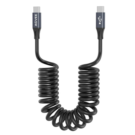 AGVEE 2 Pack 5ft Coiled Short USB-C to USB-C Charging Cable [USB-IF Certified] 60W PD Fast Charger Cord in Car for iPhone 16/15 CarPlay, Galaxy S25 S24 S23 S22 S21 S10 S9 S8, Google Pixel, Dark Gray