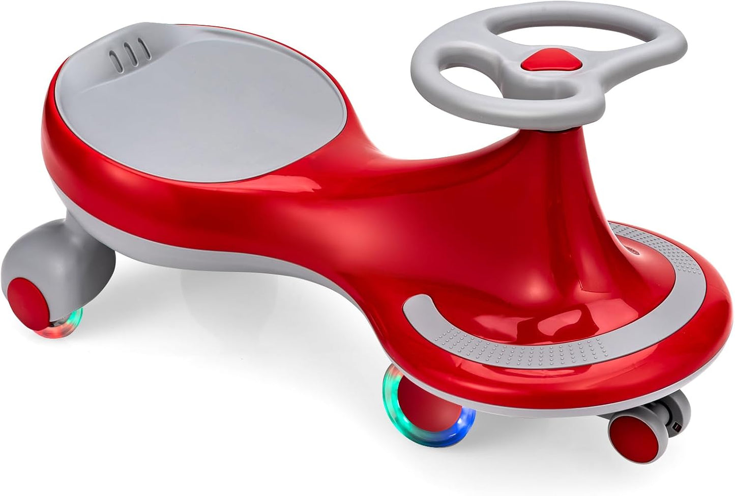 HONEY JOY Wiggle Car, 2 in 1 Swing Car for Kids, LED PU Flashing Wheels, No Batteries, Music, Gears or Pedals, Uses Twist, Turn, Ride On Toy for Toddlers Boys Girls 3 Years and Up (Red)