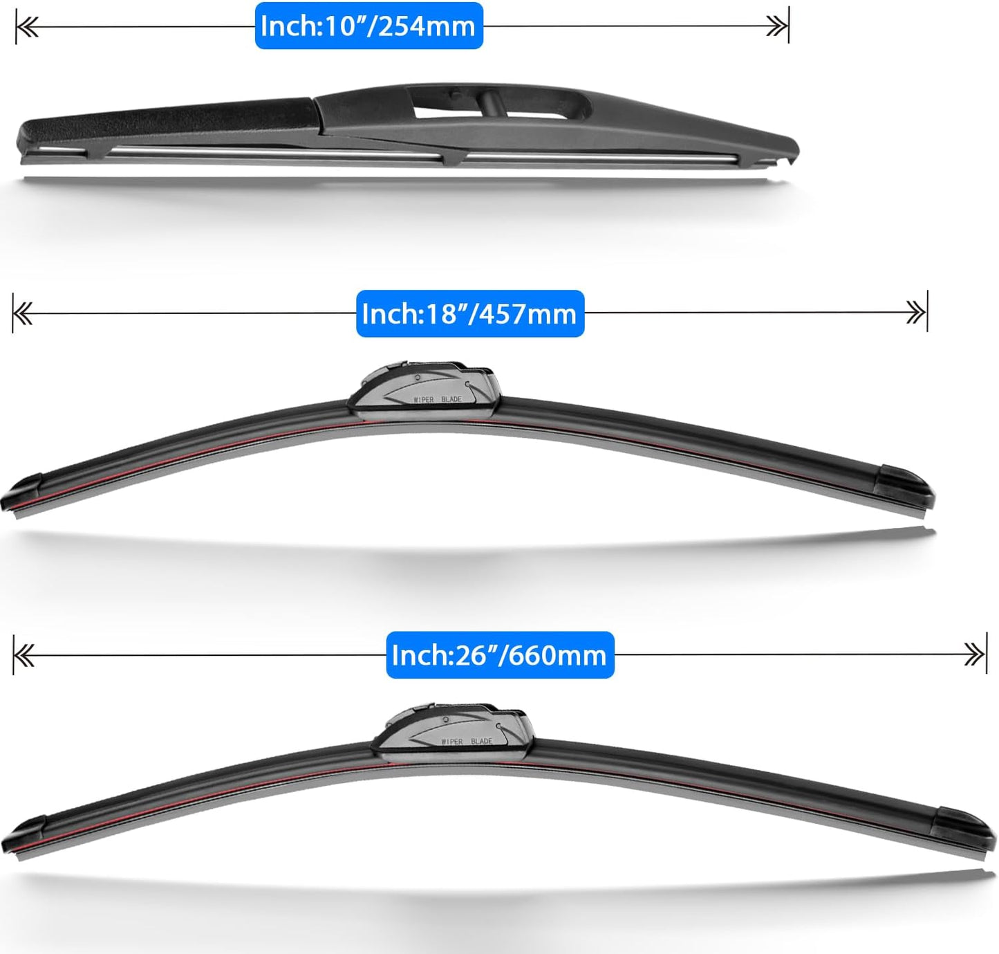 Windshield Wiper Blades Replacement for Honda HRV HR-V 2016 2017 2018 2019 2020 2021 2022 Original Factory Quality Front Rear Wipers Blade Set for My Car - 26" 18" 10" (Pack of 3)