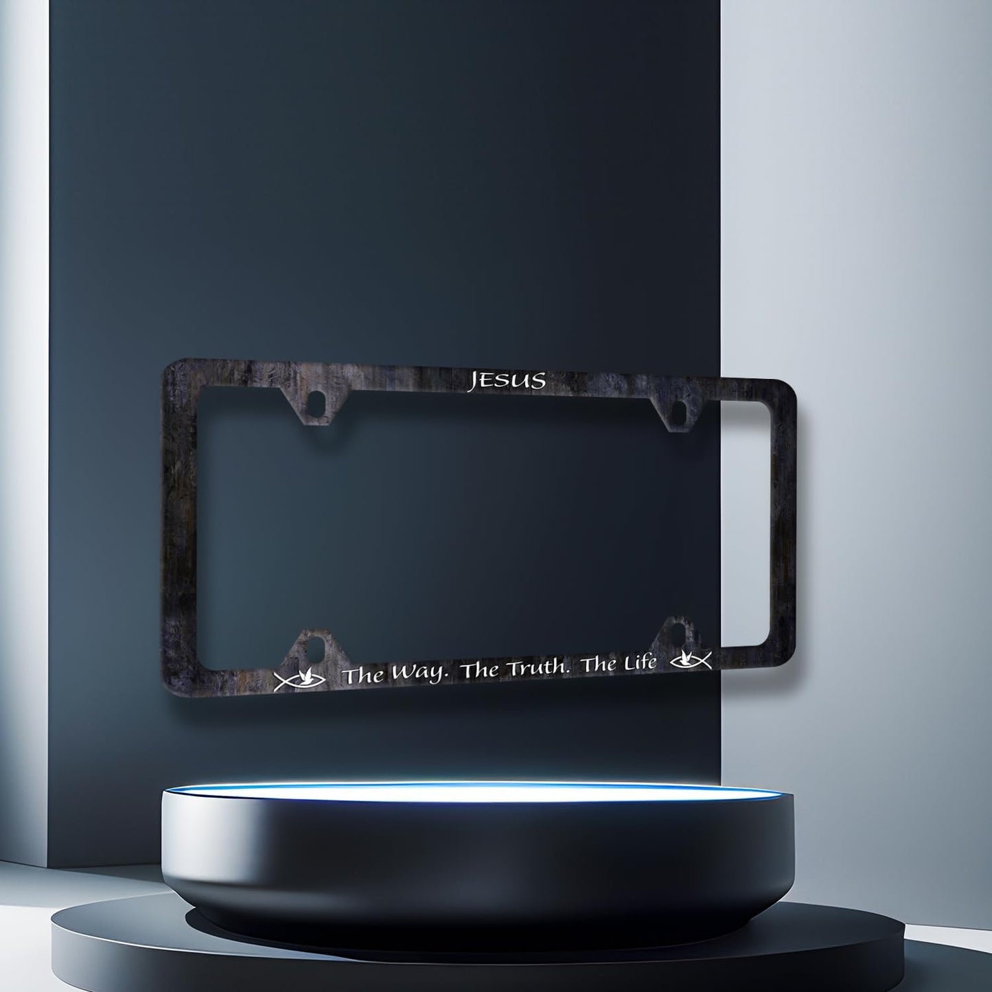 Jesus The Way The Truth The Life License Plate Frame Christian License Plate Holder Stainless Steel Funny Design Compatible with Standard License Plate for USA Canada 12.3" x 6.3"