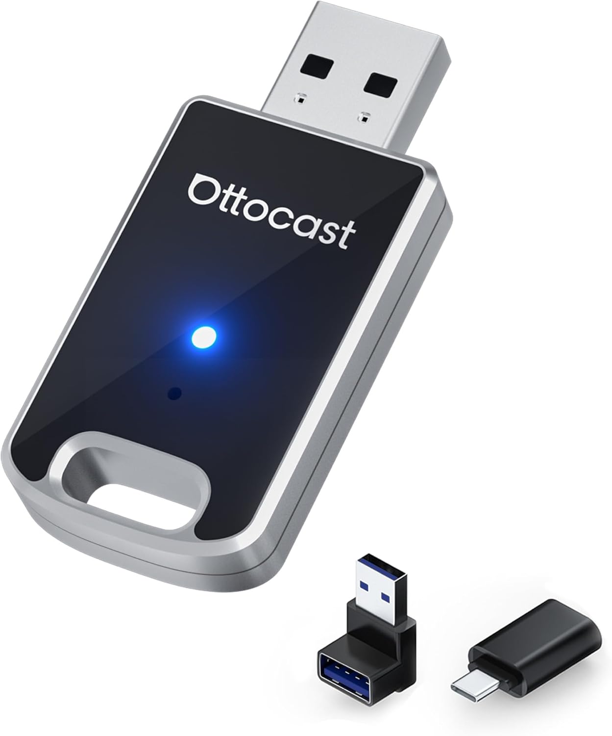 OTTOCAST Mini 2025 Wireless Carplay Adapter & Android Auto Wireless Adapter for Apple iPhone Samsung Android Phone 2-in-1, USB Car Accessories with 5 GHz Wi‑Fi Bluetooth 5.0 Voice Control Plug & Play