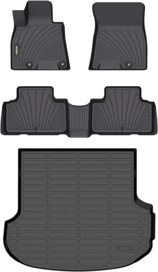 Binmotor-Floor Mats & Cargo Liner Custom for Genesis GV80 5-Seater 2021-2025, 1st & 2nd Row & Cargo Mat Full Set, Heavy Duty Car Floor Liners for Genesis GV80 Accessories