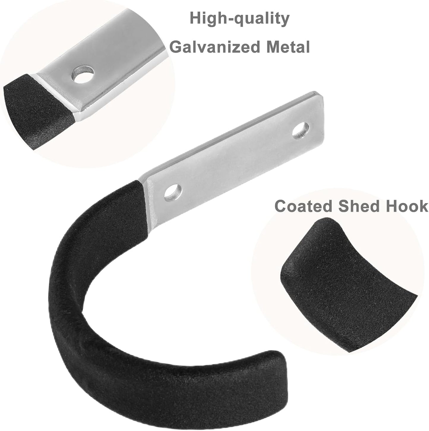 Garage Storage Ladder Hanger 2 Pcs, Upgraded Hose Hanging Hooks, Yard Tool Hangers for Garage Wall, Shovel and Rake Holders, Heavy Duty Utility J-Hooks for Hanging Tools, Ladders, Bicycles