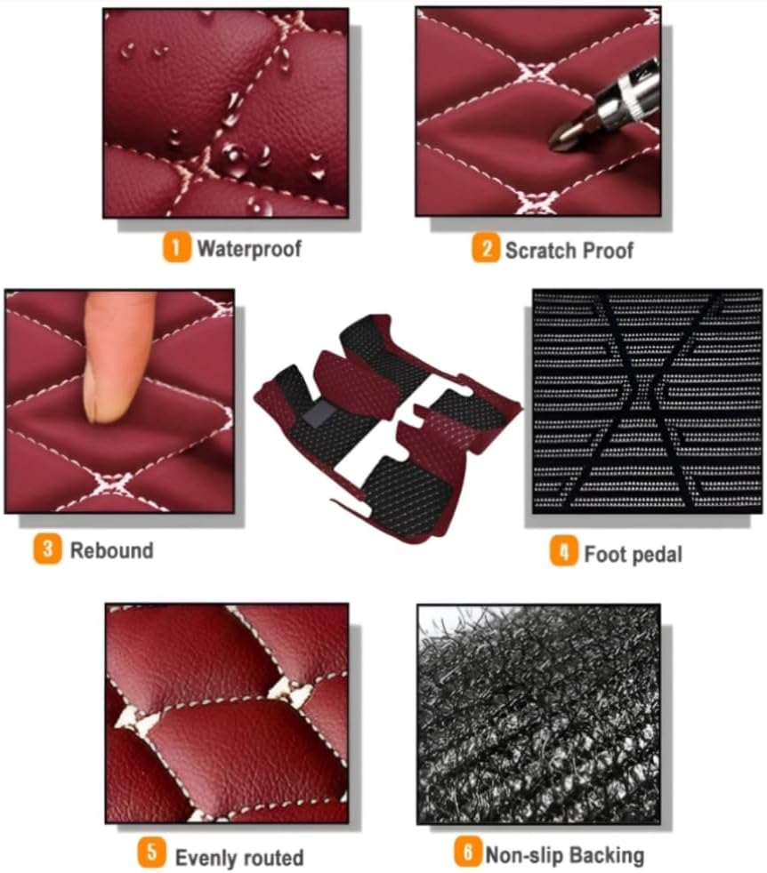 Add Personal Touch to Your Vehicle with IMEISH Customizable Logo Text Car Mats for 99% of vehiclesPads Protection Non-Slip Leather Floor Liners (Black red)