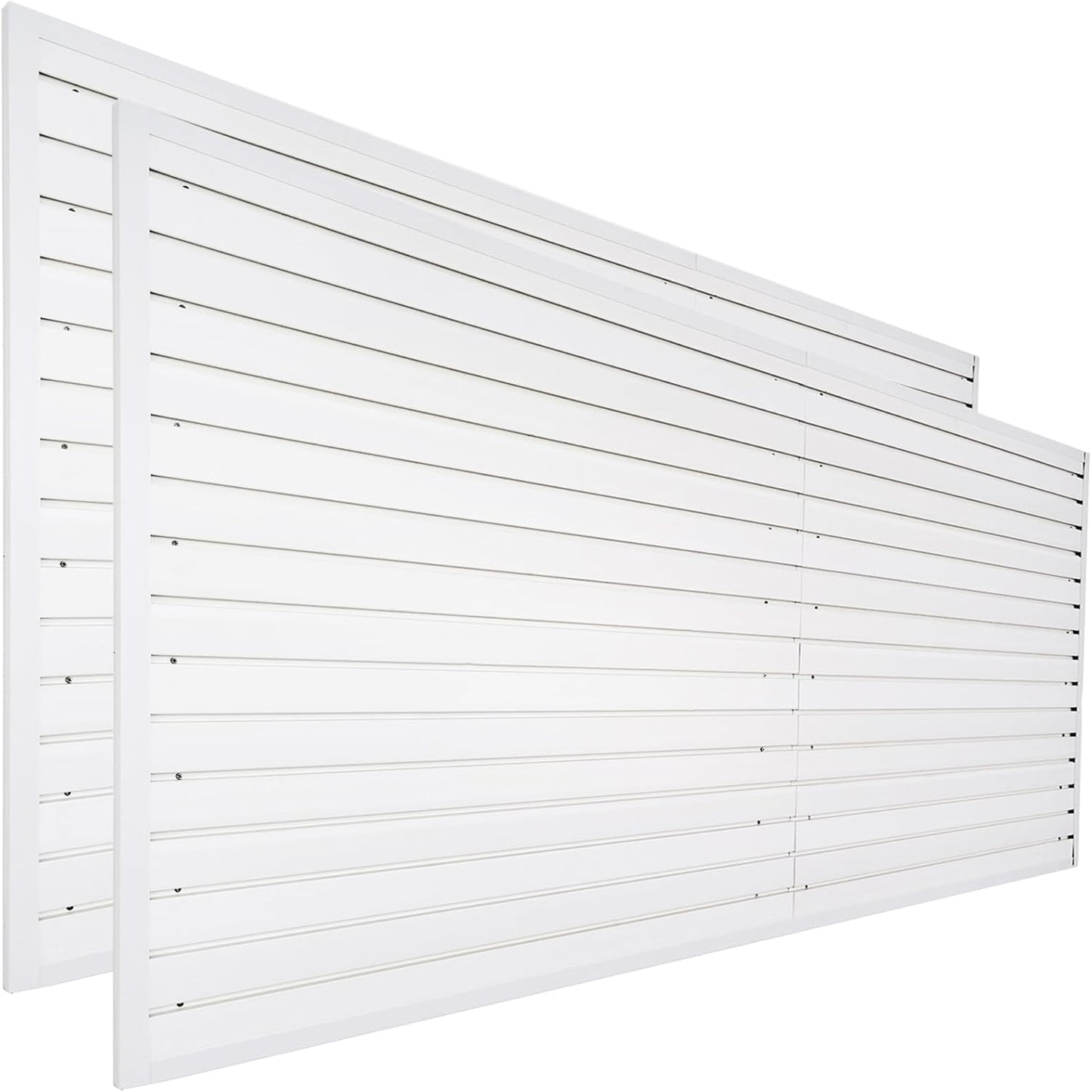 Slat Wall Paneling Garage Wall Organizer, White Slatwall Panels 2 Pack 4x8 ft Garage Slat Wall Storage Systems, Slat Board PVC Wall Panels Garage Storage Organization Product