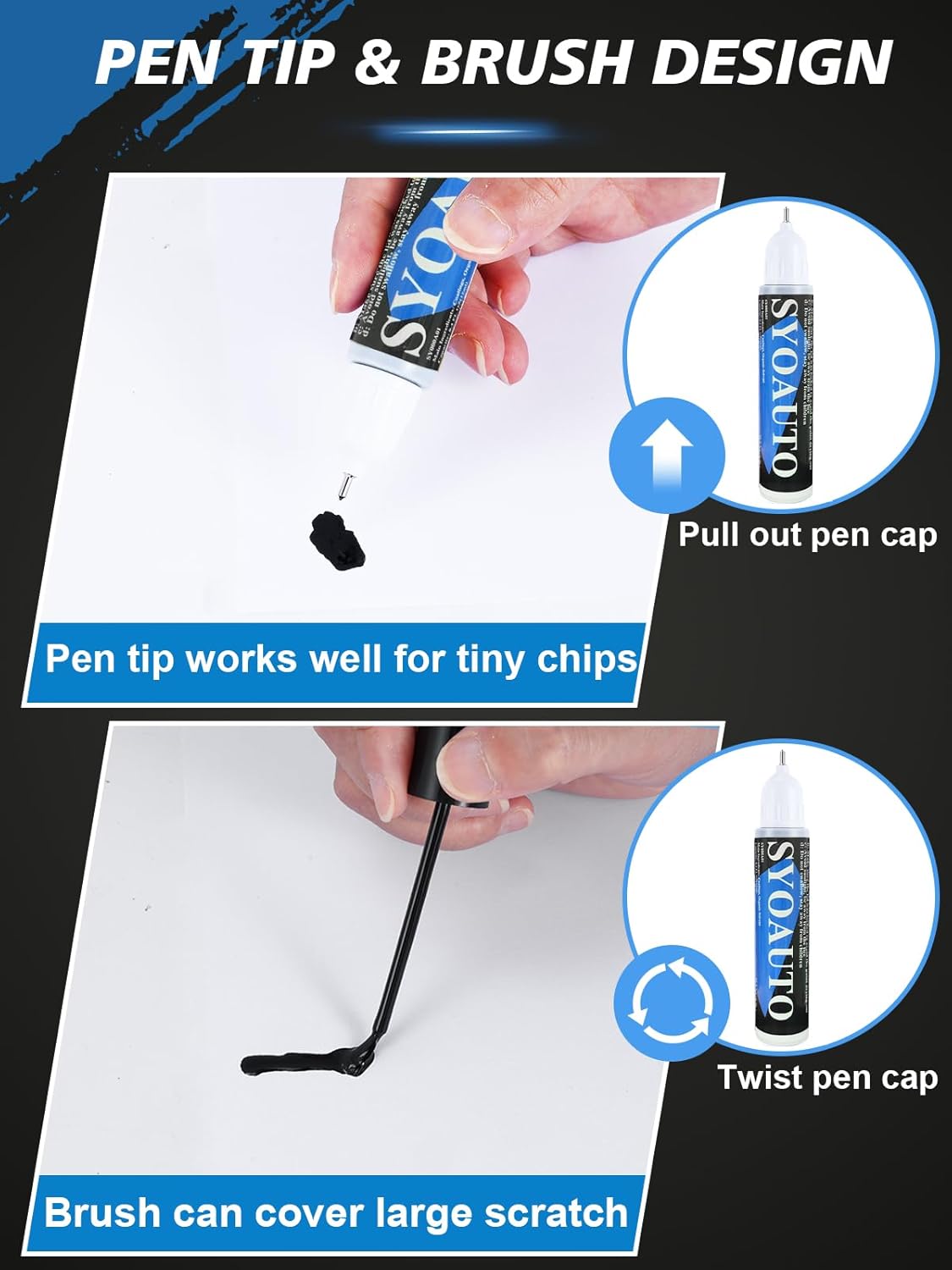 SYOAUTO Silver Touch Up Paint for Cars, Auto Touch Up Paint Silver Scratch Repair Automotive Silver Car Paint Pen 2 in 1 Car Touch Up Paint 0.4 oz