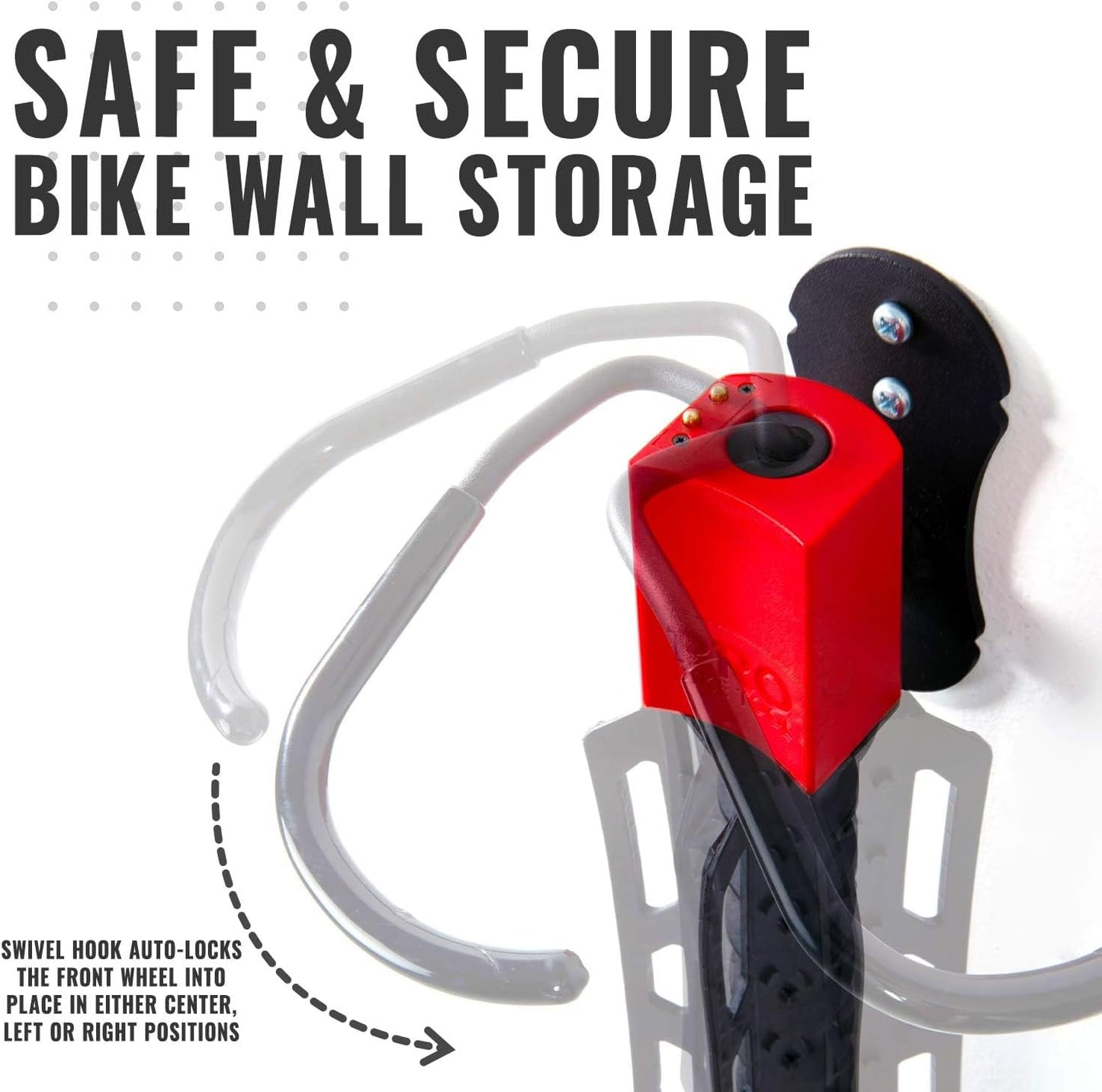 PRO BIKE TOOL Swivel Bike Rack - 2 Pack Indoor Wall Mount for Bicycles in Home and Garage - Vertical Hanging Rack for Space-Saving Storage - Secure Hook for MTB, Road, Hybrid and Kids Bikes