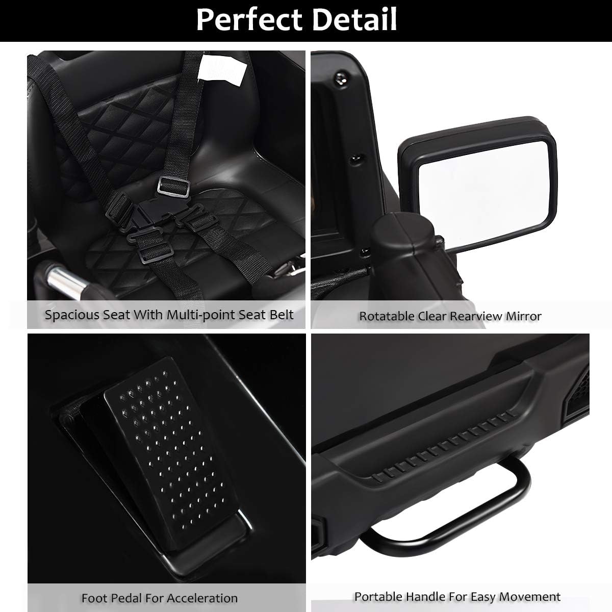 Costzon Ride On Car, 12V Battery Powered Electric Ride On Truck w/Parental Remote Control, LED Lights, Double Open Doors, Safety Belt, Music, MP3, Spring Suspension (Deluxe Black)