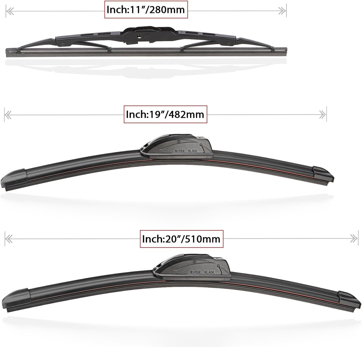 Windshield Wiper Blades Replacement for Honda CRV CR-V 1997 1998 1999 2000 2001 Original Factory Quality Front Rear Wipers Blade Set for My Car - 20" 19" 11" (Pack of 3)