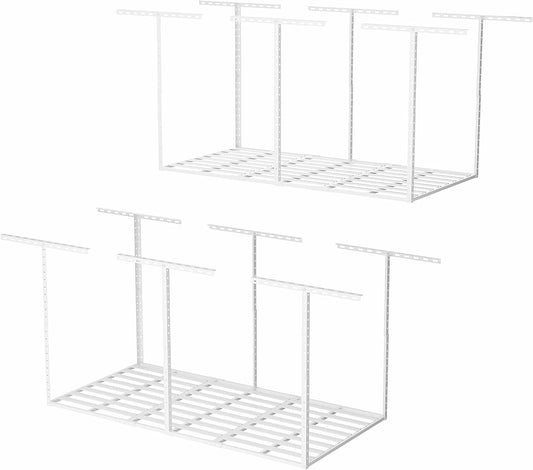 SunsGrove 3x6 Garage Storage Overhead Rack Organization, Adjustable Ceiling Mounted Storage Racks, 800LBS Weight Capacity, 22"-40" Ceiling Dropdown, 2 Pcs, White