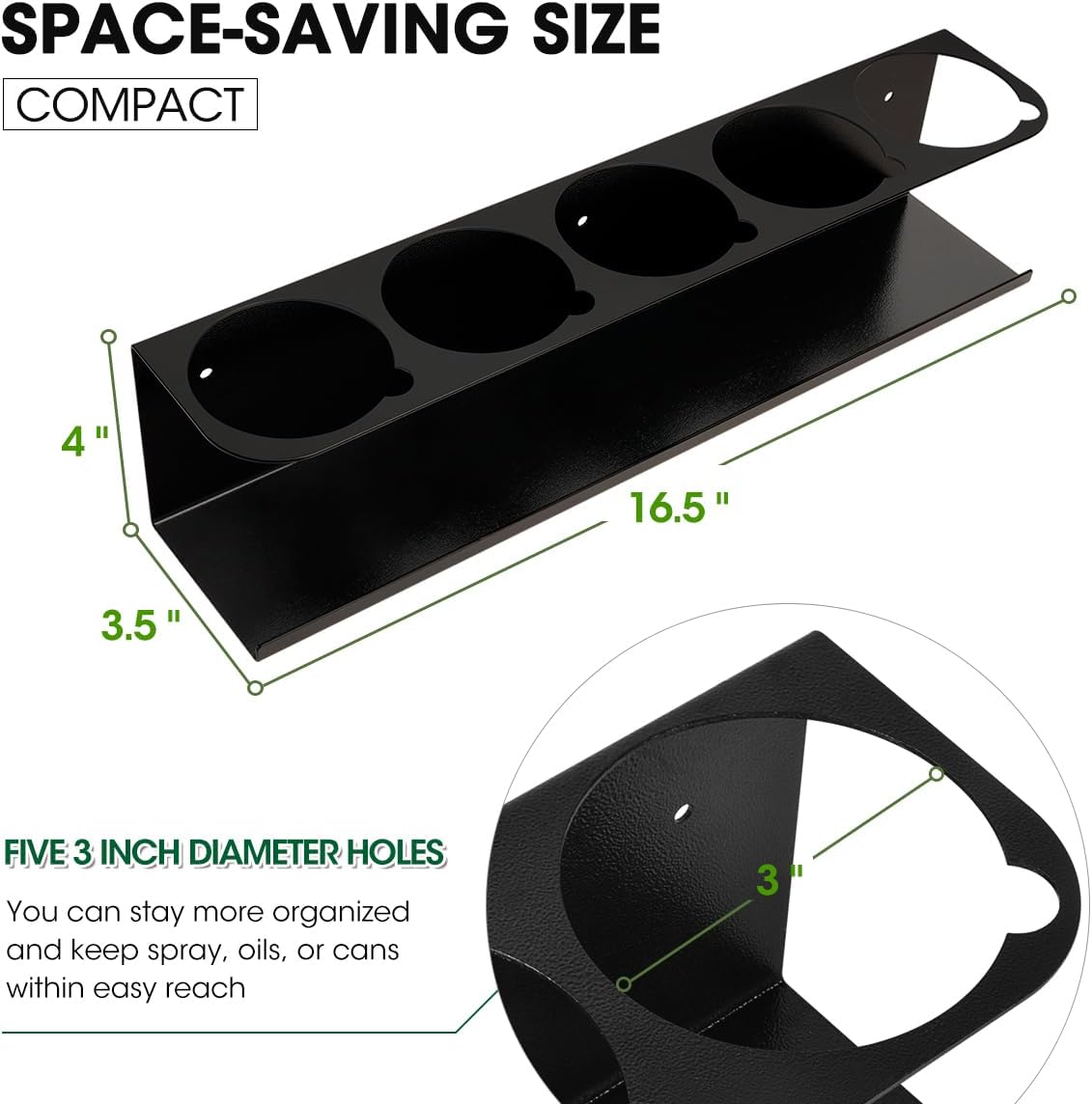 Touri 4 Pack Spray Can Holder for Garage and Workspace, Wall-Mounted Steel Aerosol Can Holder (20 Cans)