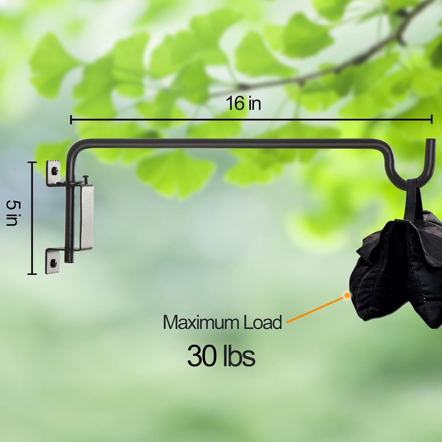 16" 360° Swivel Plant Hanger (2-Pack) - Heavy Duty Solid Steel Wall Hook, 12-Directional Adjustable for Bird Feeders, Outdoor/Indoor Plants, Garden & Patio, Rust-Resistant Black
