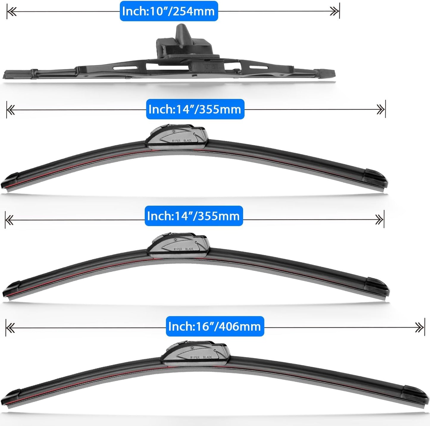 Windshield Wiper Blades Replacement for 2007-2014 Toyota FJ Cruiser Original Factory Quality Front Rear Wipers Blade Set for My Car - 16" 14" 14" 10" (Pack of 4)
