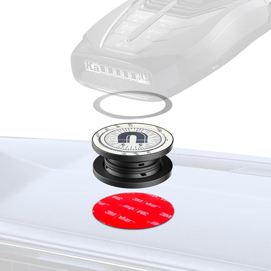 Magnetic Radar Detector Dashboard Mount - Adhesive Holder for Escort,Cobra，Uniden, Valentine One，All Radar Models - Anti-Vibration Stable Fit, Unobstructed View Design - Universal Car Accessory