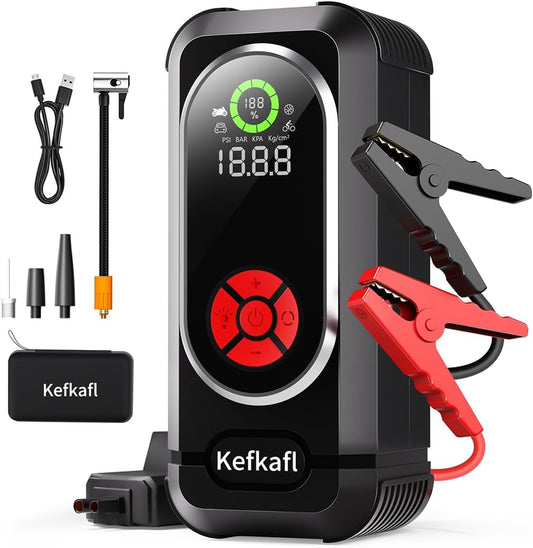 Jump Starter with Air Compressor, 4000A Car Battery Jump Starter Portable 150 PSI Tire Inflator Portable Air Compressor for Up to 10.0L Gas & 10.0L Diesel Engines, Flashlight, Jumper Cables