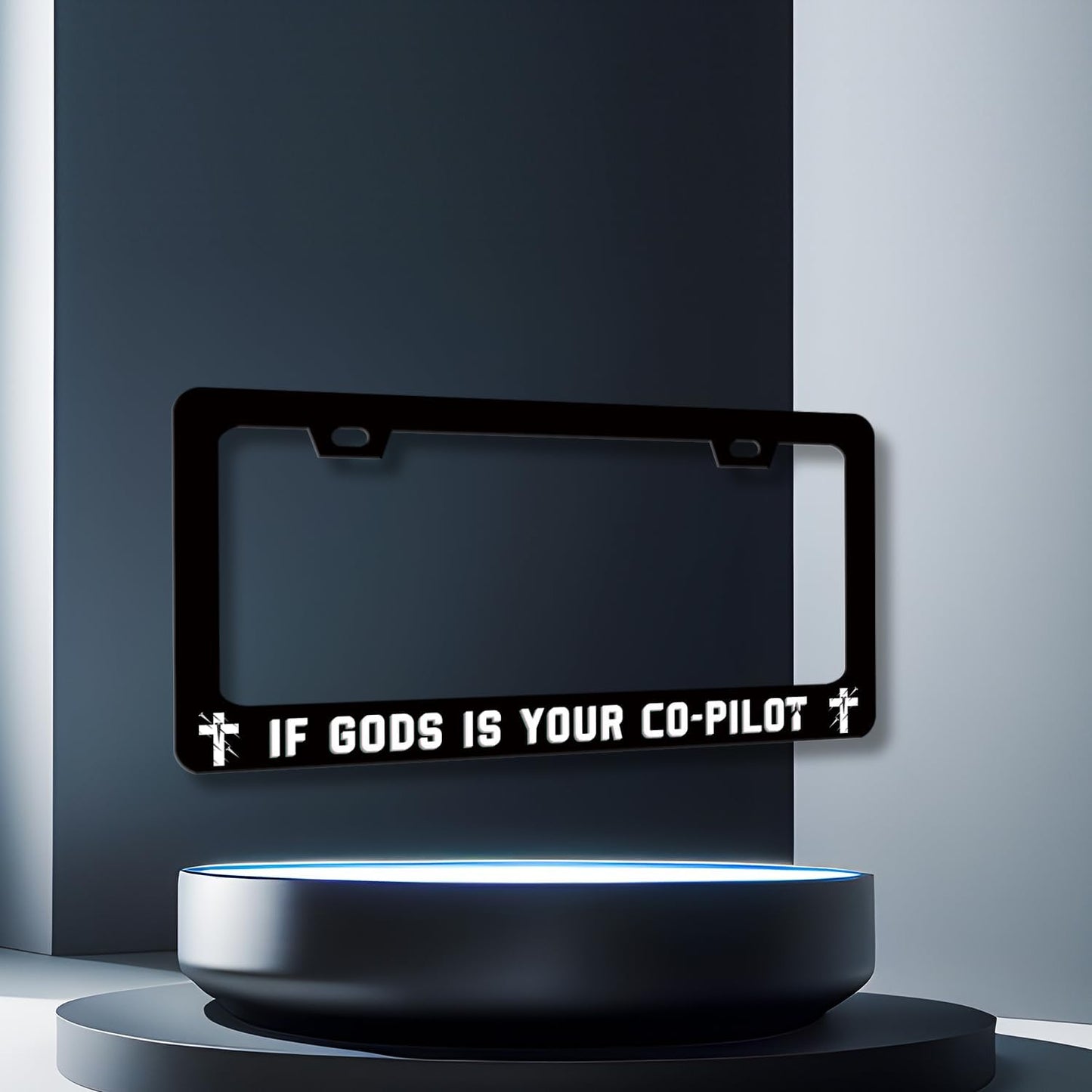 If Gods is Your Co-Pilot License Plate Frame Funny Jesus License Plate Stainless Steel Christian Car Accessory Religion License Plate Decoration Men Women Size 12.2" x6.2" with Screws