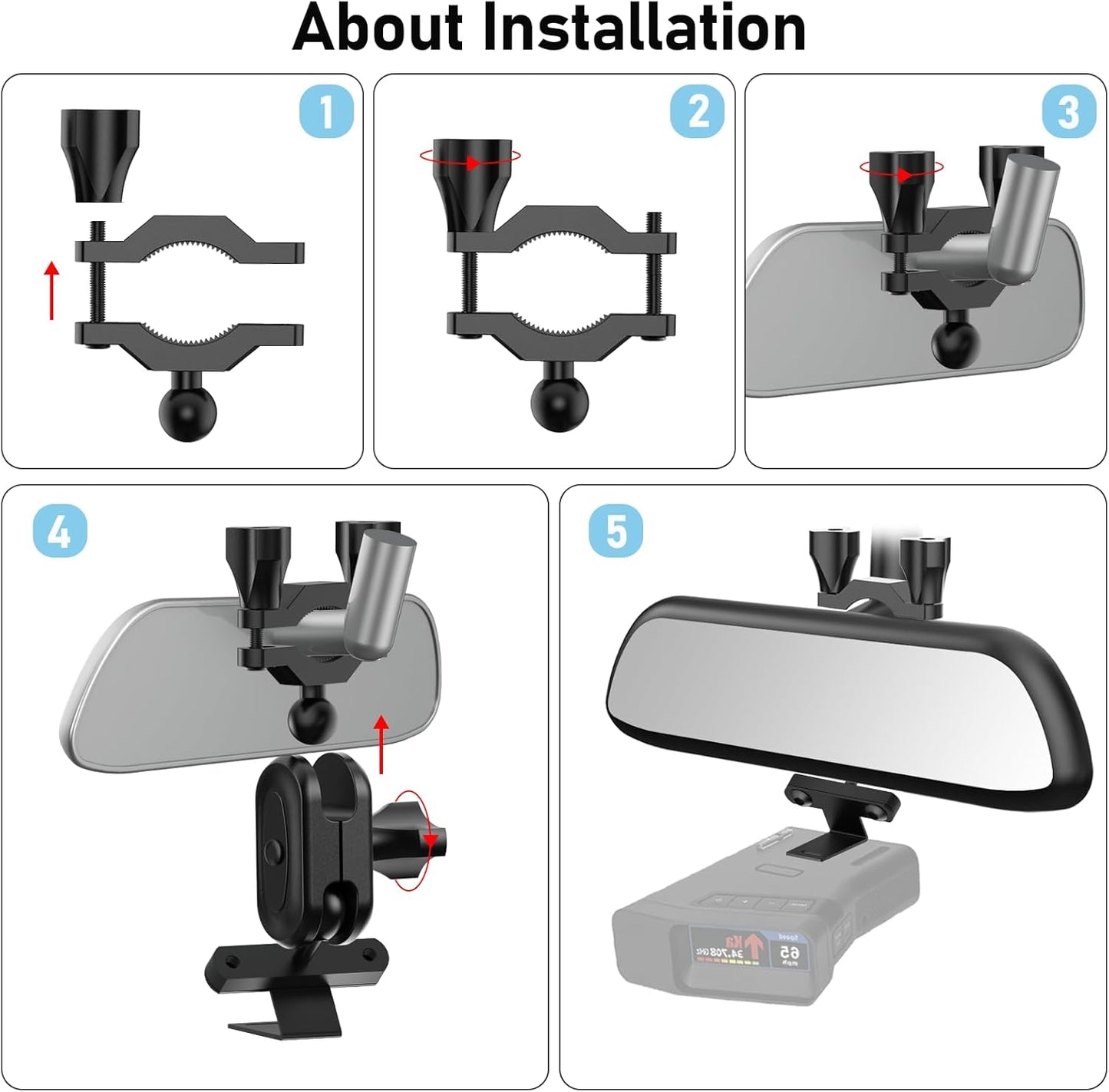Car Rearview Mirror Radar Detector Mount,Suitable for Uniden R7 R8 R8w Radar Detectors,Rearview Mirror Rod Radar Mount,Not Applicable to Other Listed Models (Only for Uniden Radar Detector R7 R8)
