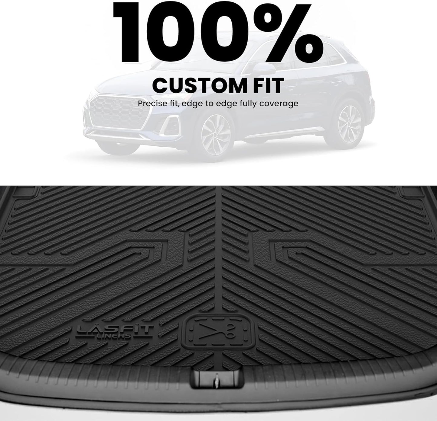 LASFIT Cargo Mat for Audi Q5/SQ5 2018-2025, Custom Fit All-Weather TPE Rubber Trunk Mat for Audi Accessories, Waterproof, Easy to Clean, Black