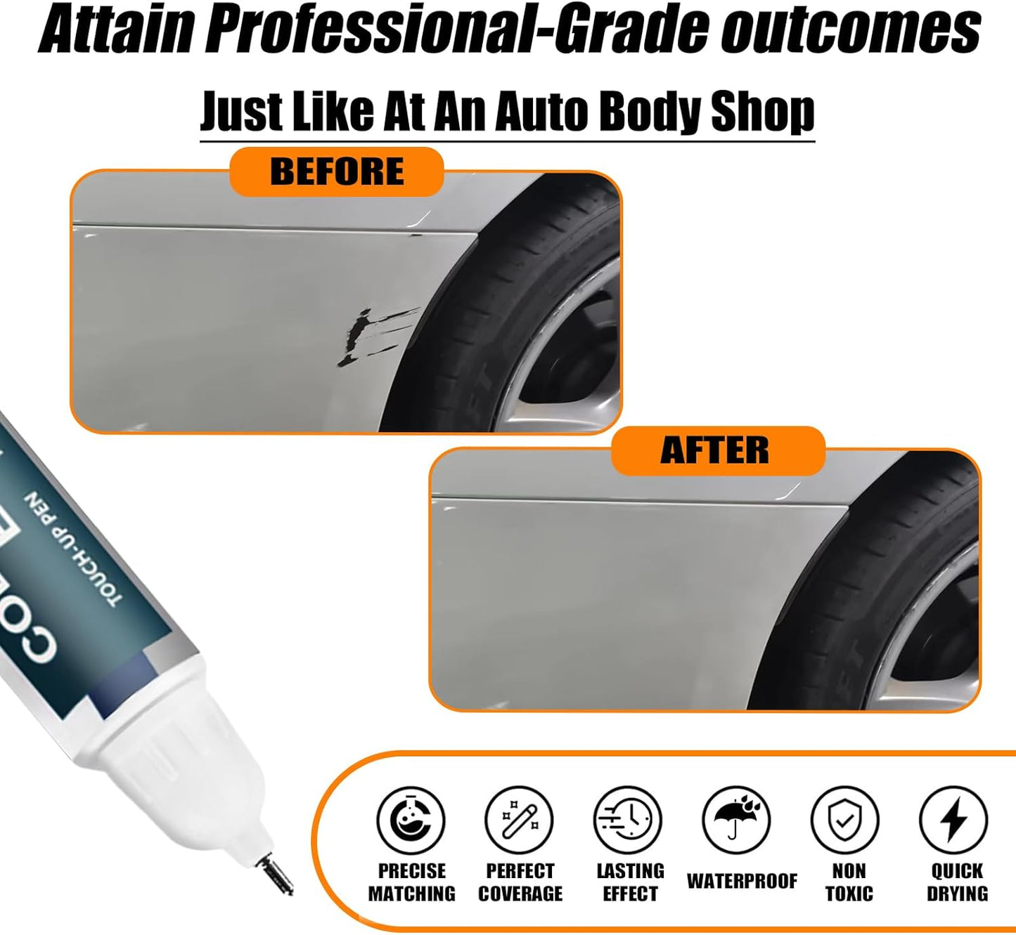 Alpine White(300) Touch Up Paint for BMW, Car Paint Pen Scratch Repair Two-In-One Touch Up Paint, Premium Car Scratch Remover for Deep Scratches