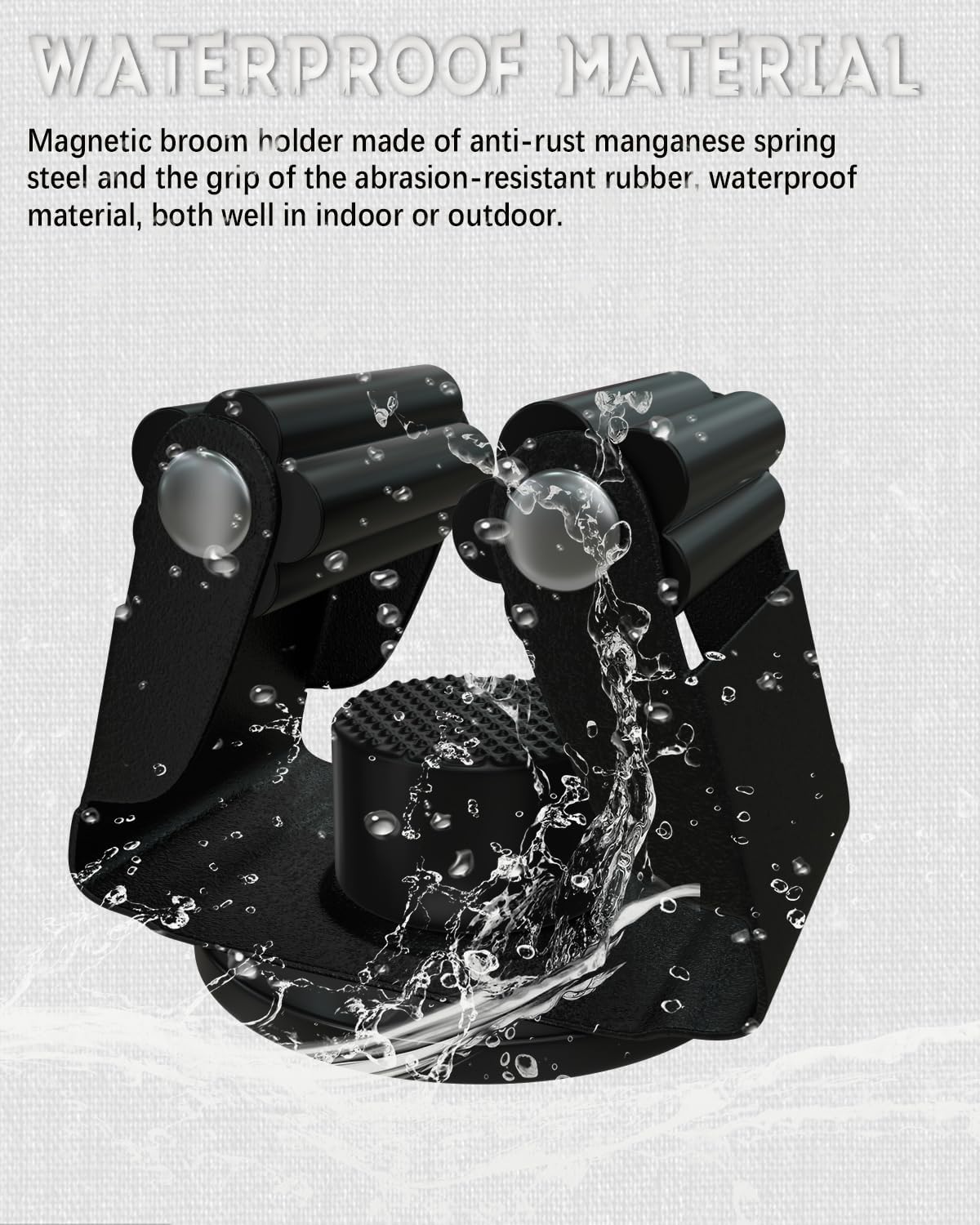 Magnetic Broom Holder, Steel Mop Mount No Drilling Magnetic Holder for Garage Tools, Anti-Slip Utility Mount for Garage, Kitchen, Laundry Tools Organizer and Management - 5 Pack/Black