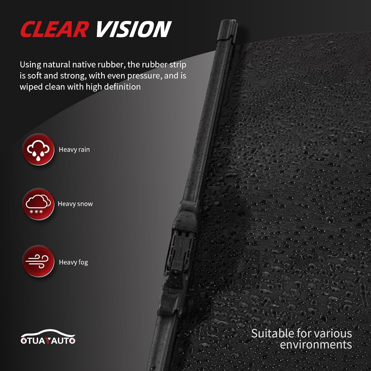 OTUAYAUTO Premium Windshield Wiper Blades - Replacement for Cadillac SRX 2010-2016 - Precision Fit, All-Weather Performance, Front and Rear Wiper Blades, Top Lock - 26"+17"+12" (Pack of 3)