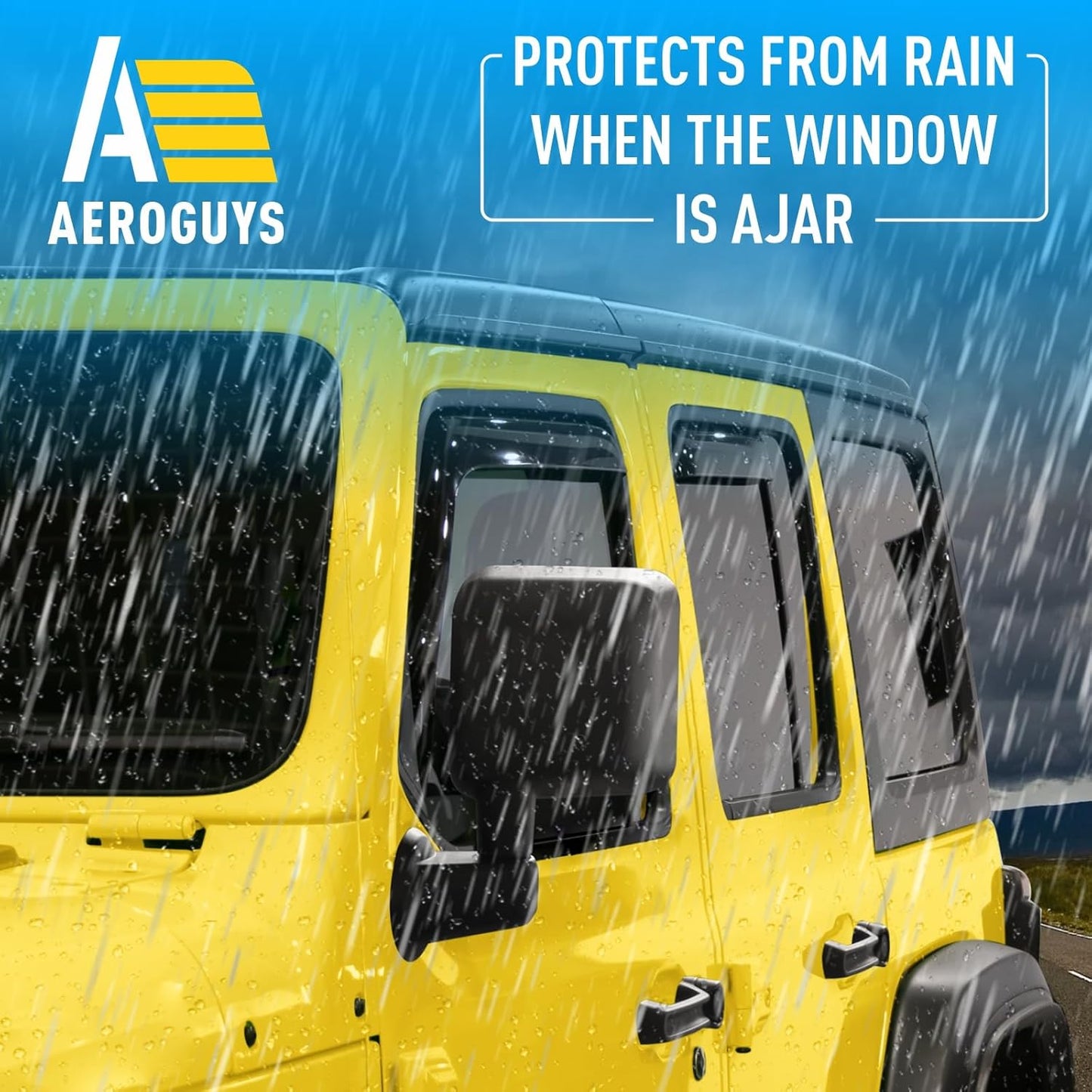 Extra Durable Window Deflectors in-Channel Window Visors Rain Guards Fit for Jeep Wrangler JK 2007-2018, Sun Visors, Wind Vent for Shades, Exterior Car Accessories - 4pcs. AG0263