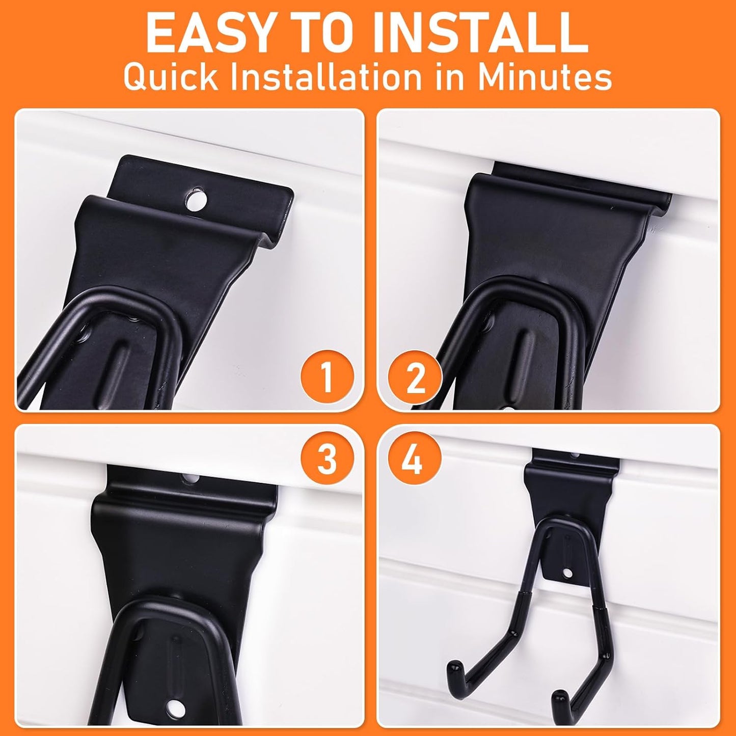 INCLY 24 Pack Heavy Duty Slatwall Hooks, Black Garage Slatwall Panel Accessories Utility Hooks, Slat Wall Hanging Hooks and Hangers for Garages, Sheds, Basements