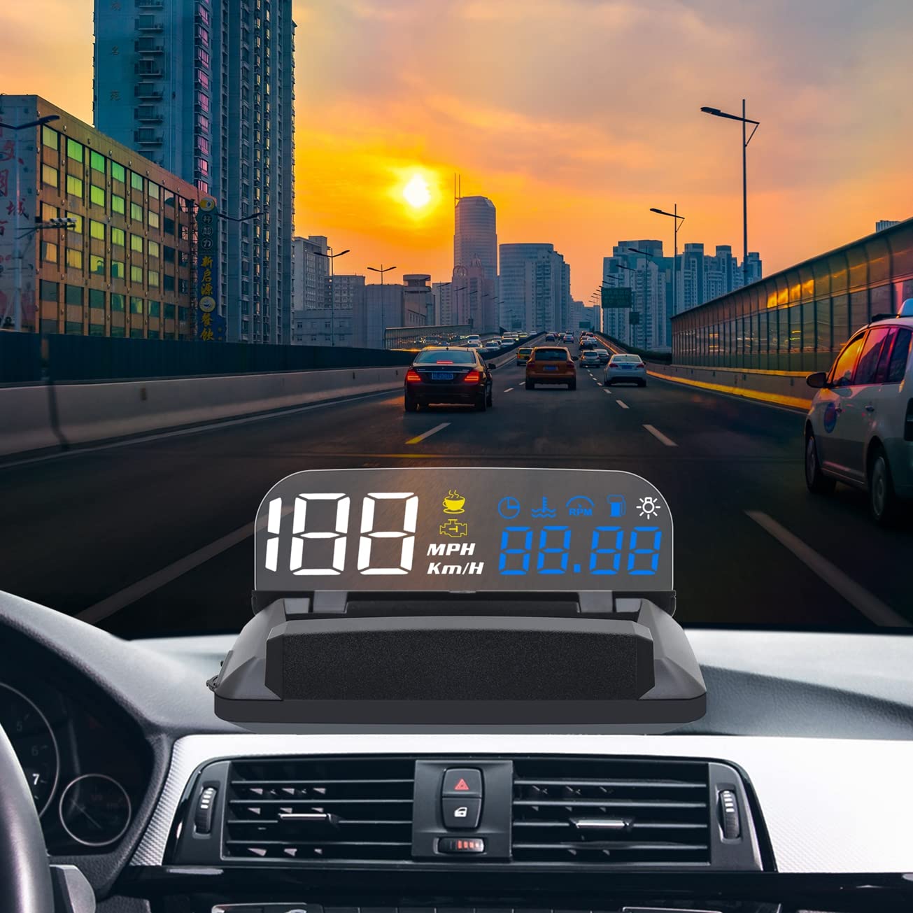KAOLALI Car Hud Head Up Display Speedometer Odometer OBD2 HD 3D Reflection Multi-Function Display Overspeed Alarm for Cars
