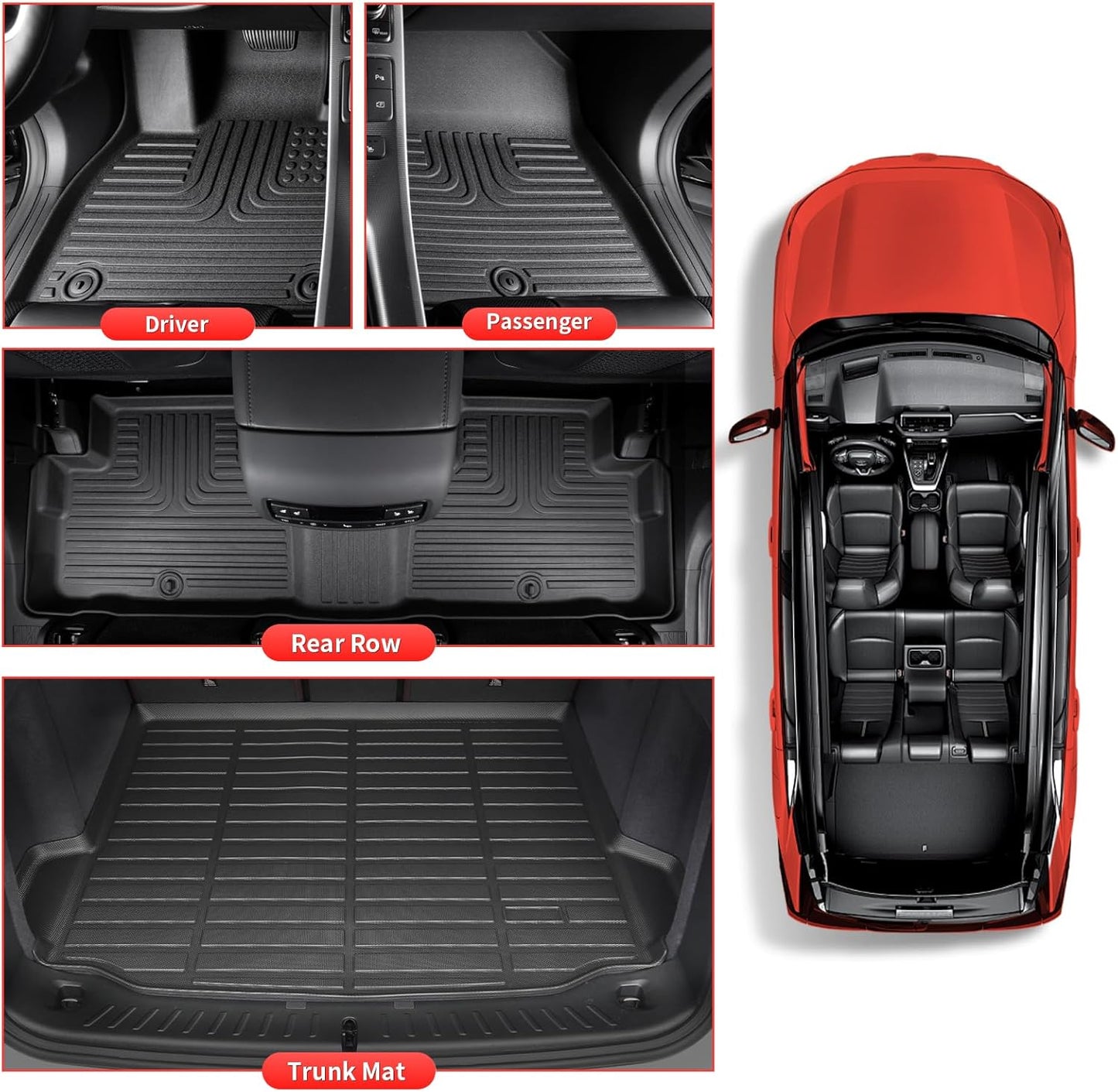 Wayhigh-All Weather Floor Mats & Cargo Liner Set for Nissan Kicks 2018-2024,Custom Fit TPE Car Mats Waterproof Heavy Duty Rubber Floor Liners Kicks Accessories