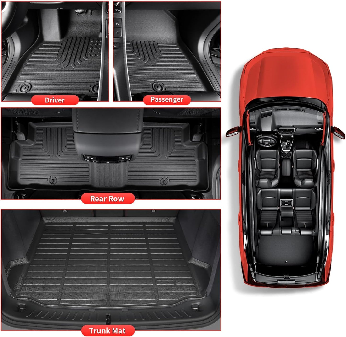 Wayhigh-All Weather Floor Mats Fit for 2020-2023 CX-9 6 Seats TPE Car Mats Waterproof Heavy Duty Rubber Floor Liners for CX-9 Accessories