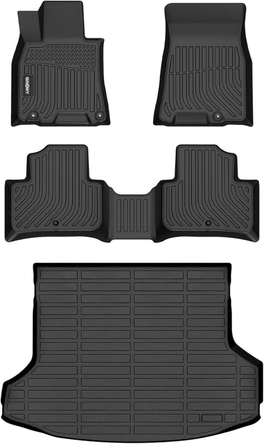 GINOWY-Floor Mats & Cargo Liner for Genesis GV70 2022-2025(Not fit Electrified GV70), All Weather Car Floor Mats Cargo Liner TPE Rubber Trunk Mat Trunk Liner, GV70 Accessories Mats