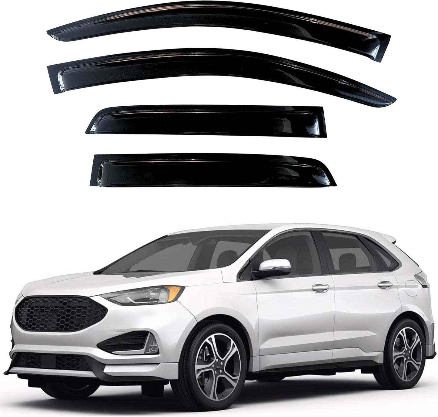 KPY Window Visor Compatible with Ford Edge 2015-2025, 4PC Rain Guard Side Window Vent Deflectors Tape-On Style, 2015 2016 2017 2018 2019 2020 2021 2022 2023 2024 2025