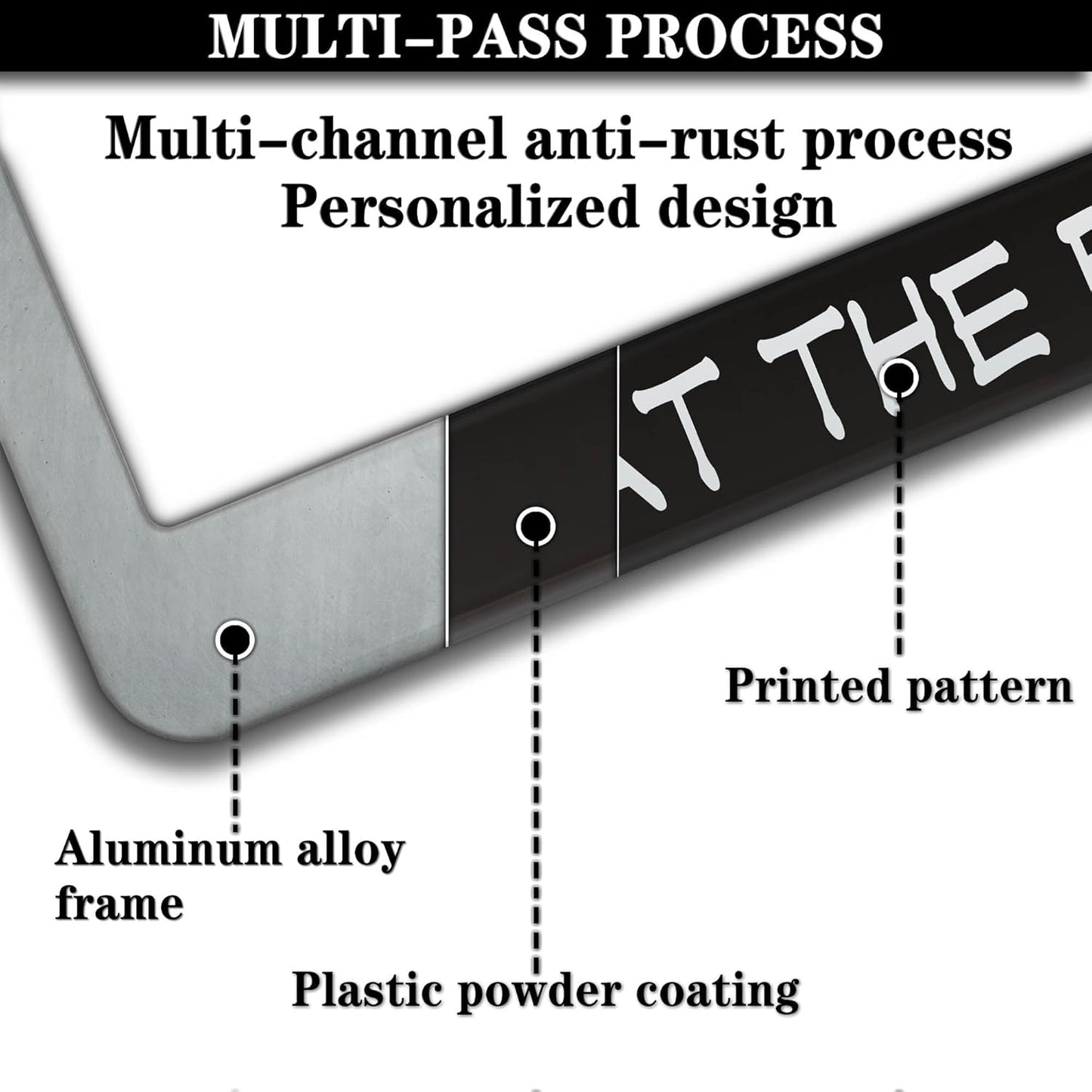 License Plate Frames Black and White License Plate Covers I'd Rather Be at The Beach Aluminum Metal Car Accessory 2 Pack with Screw Covers Set