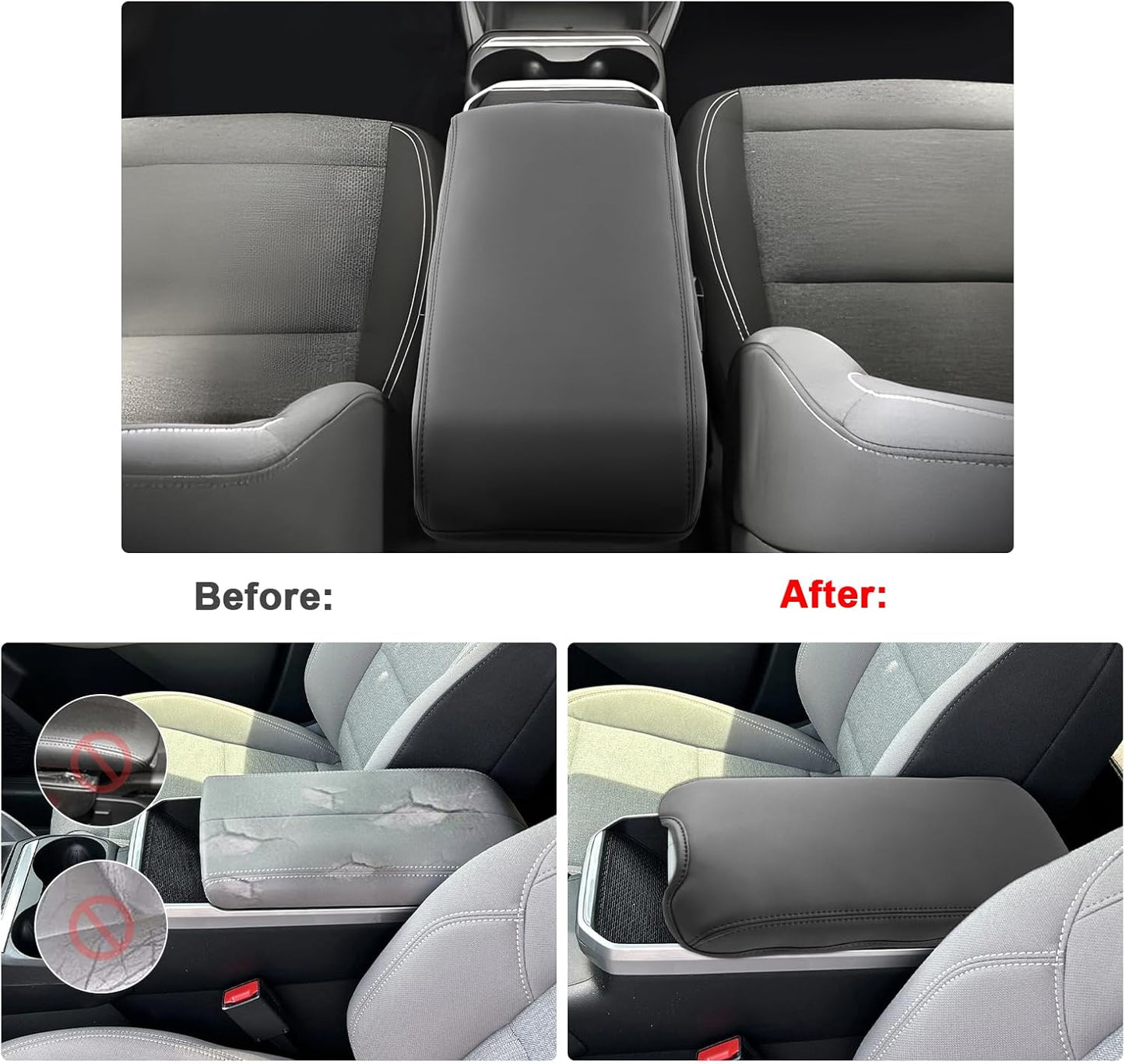 SXCY for 2025 2026 GMC Terrain Armrest Cover for 2025 2026 GMC Terrain Accessories 2025 2026 Terrain Center Console Cover 2025 Terrain Middle Console Cover (Thin Cover with Black Line)