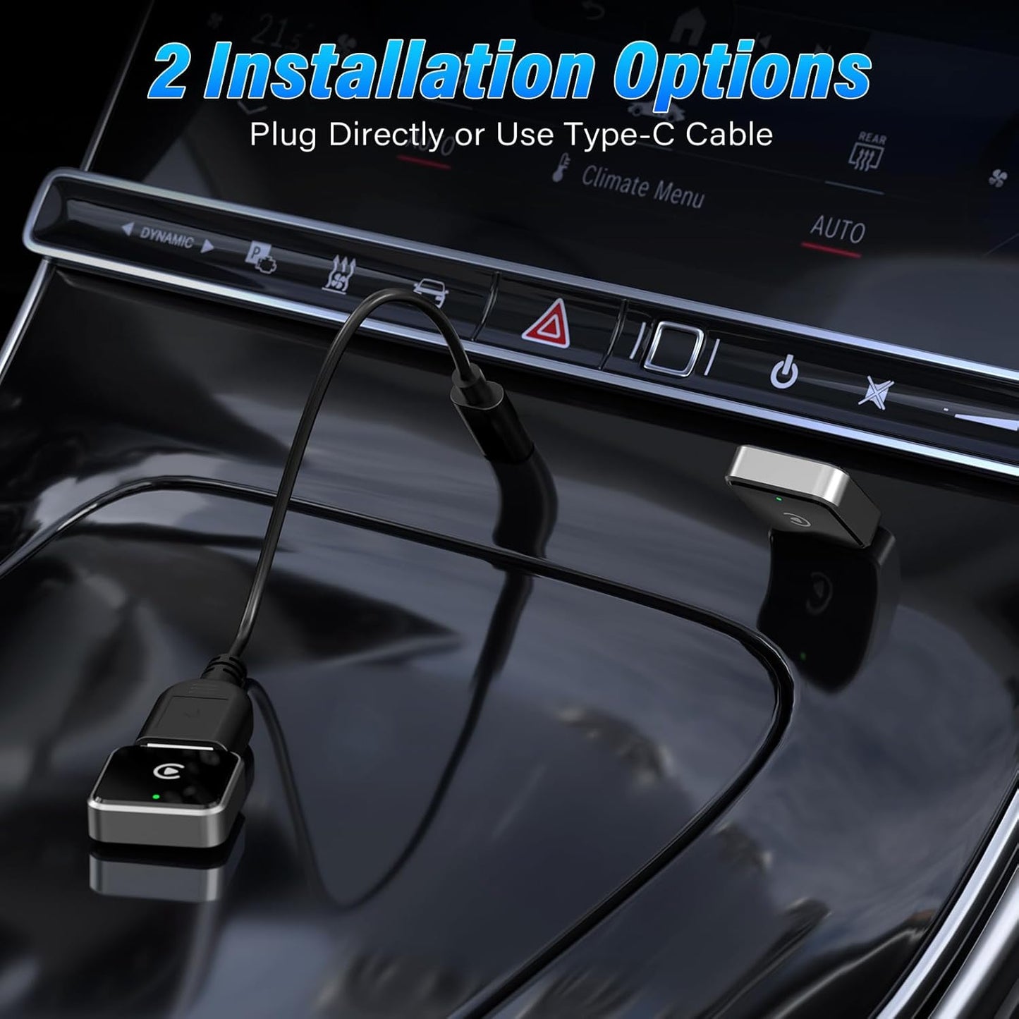 Wireless CarPlay Adapter for Apple iPhone, Converts Wired to CarPlay Wireless Adapter, Plug & Play, Easy Use, Fast Stable Connection, for Apple iPhone iOS 10+ and Cars