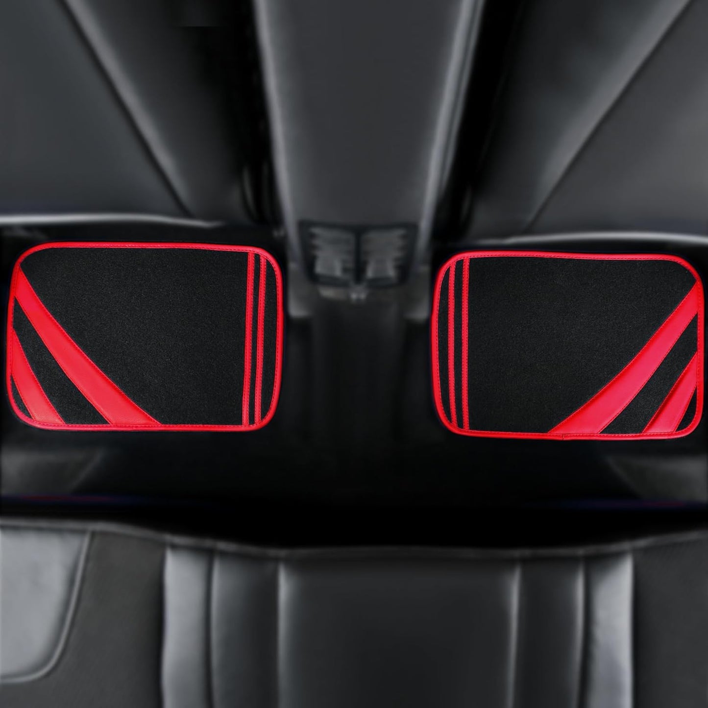 CAR PASS Red Edge Leather Car Floor Mats, Universal Waterproof Car Mats with Double Stitch Line and Anti-Slip Backing Design, for Cute Girly Women, Fit 95% Automotive,SUVs,Sedan,Vans (Black and Red)