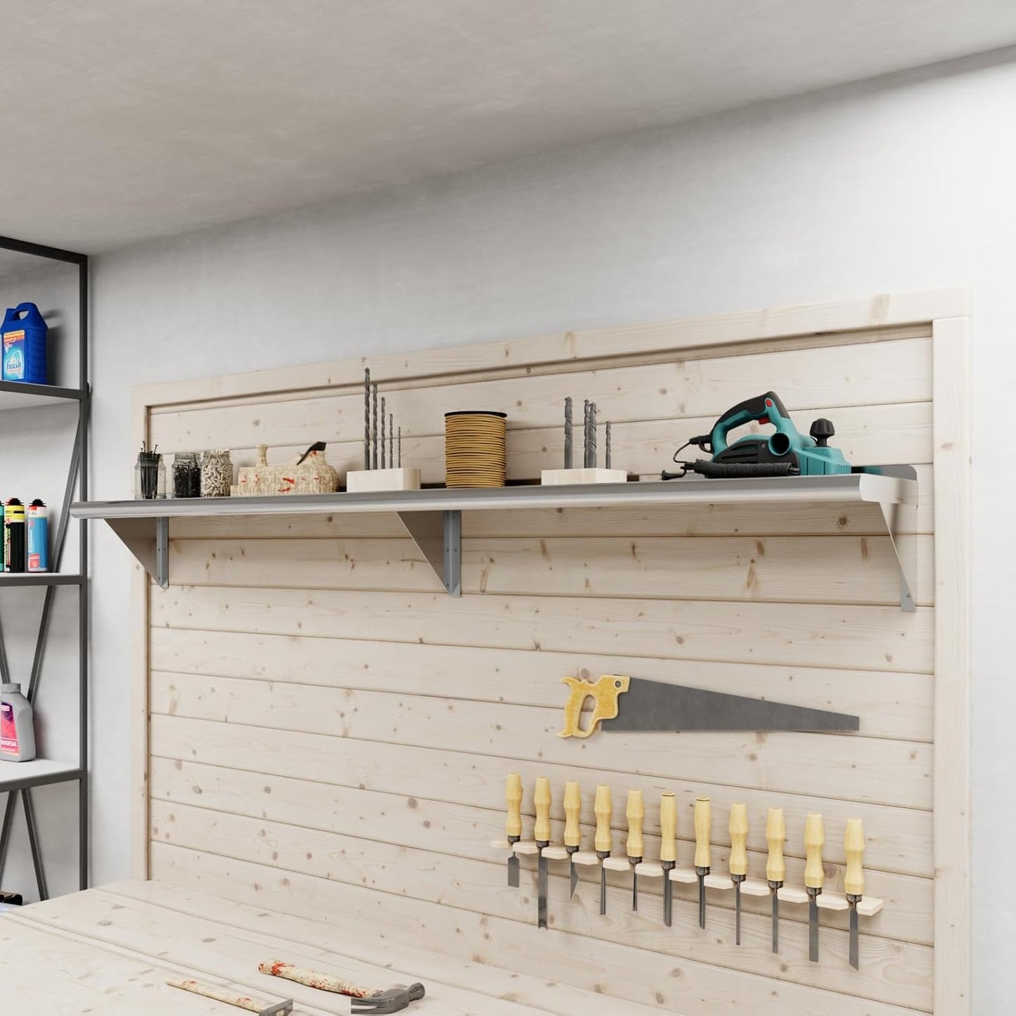 AmGood 72" Long X 10" Deep Stainless Steel Wall Shelf | NSF Certified | Appliance & Equipment Metal Shelving | Kitchen, Restaurant, Garage, Laundry, Utility Room