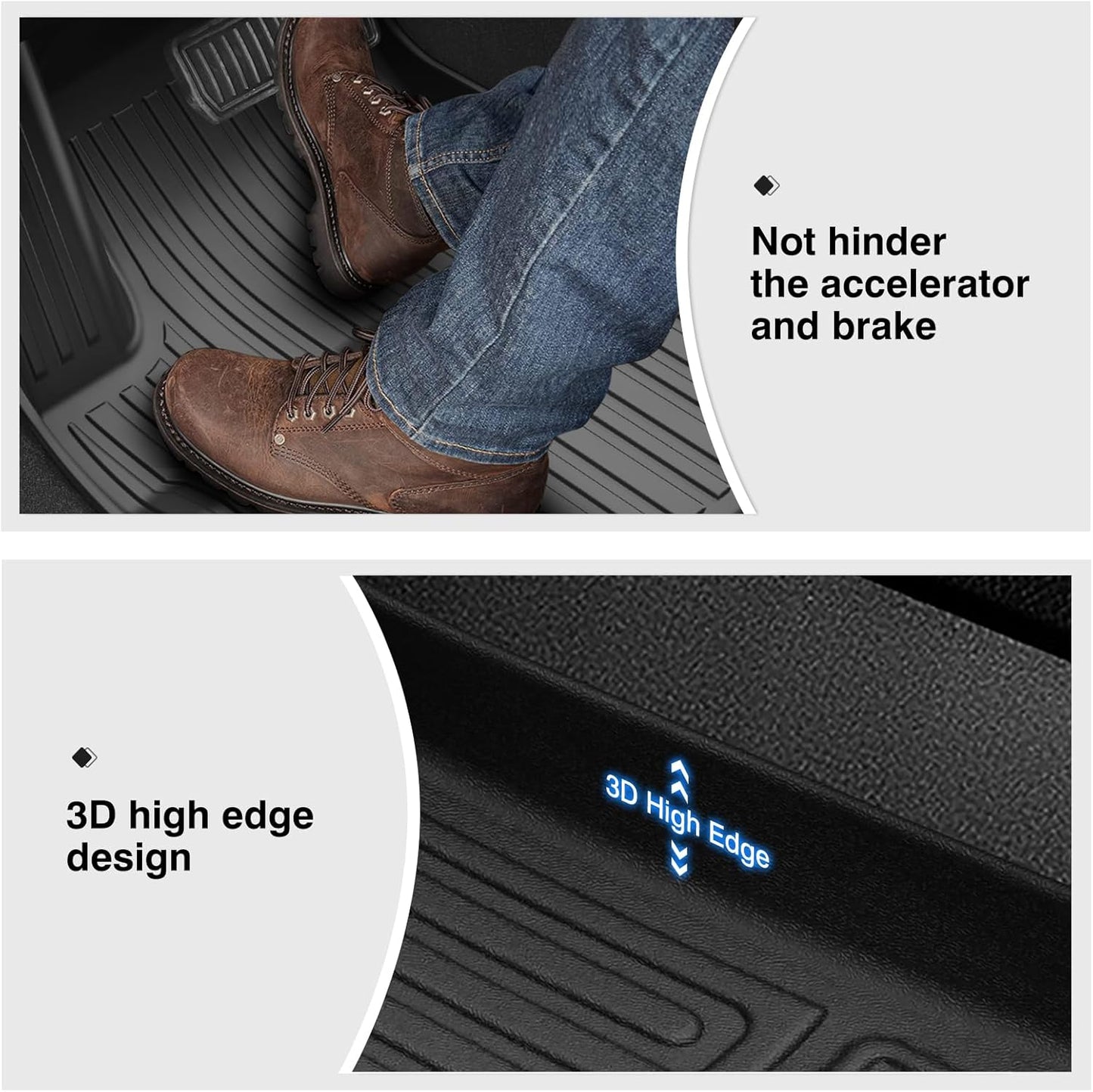 Powerty Floor Mats for 2024 2025 Tesla Model 3 Highland Accessories 1st & 2nd Row Liner Set All Weather TPE 3D Car Mats All-Weather Floor Liners