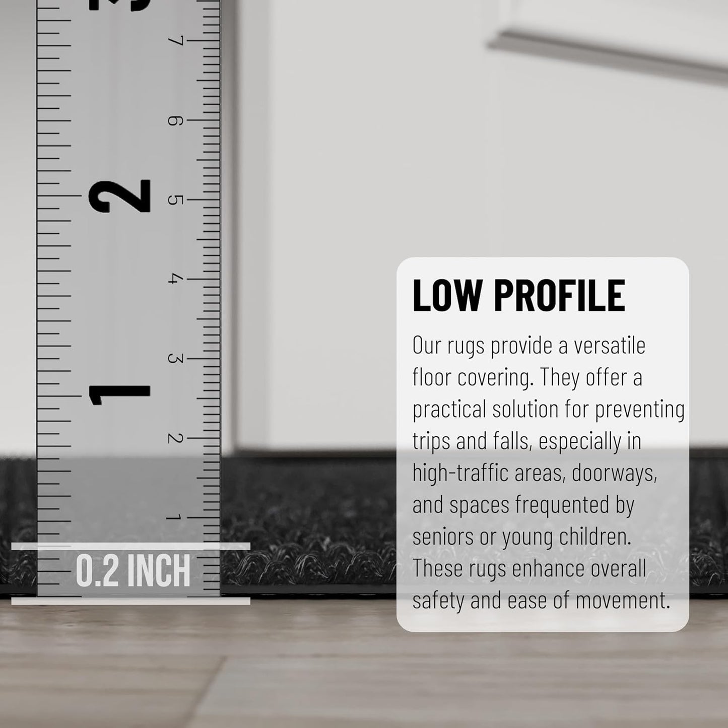 Ottomanson 2'7" x 15' Hallway Runner with Scraper Pile - Extra Durable Non-Slip Rug Mat for Indoor & Outdoor Use - Ideal for Kitchen, Entryway & Garage - High-Traffic Carpet, Black