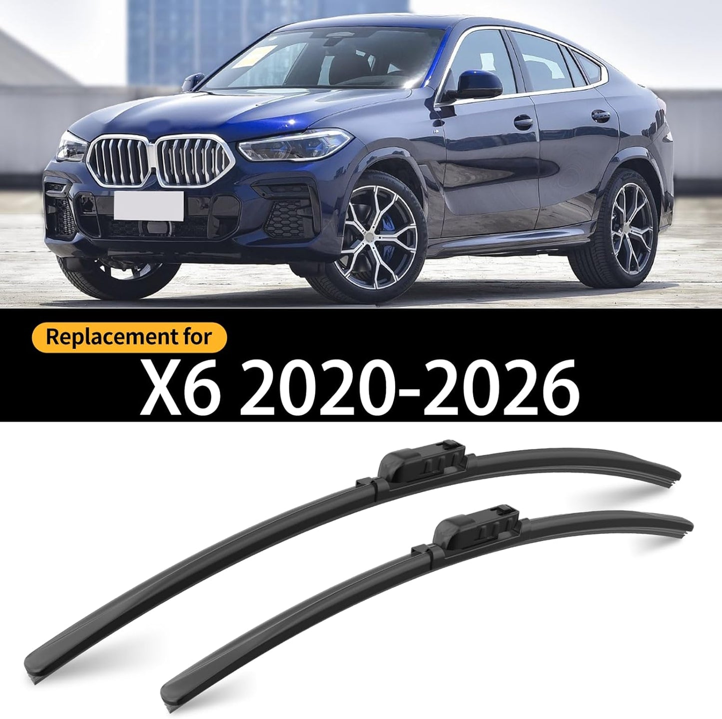 Replacement for BMW X6 2020-2026 Windshield Wiper Blades, 2 Pcs of Car Front Window Wiper Blades for BMW X6 2020 2021 2022 2023 2024 2025 2026