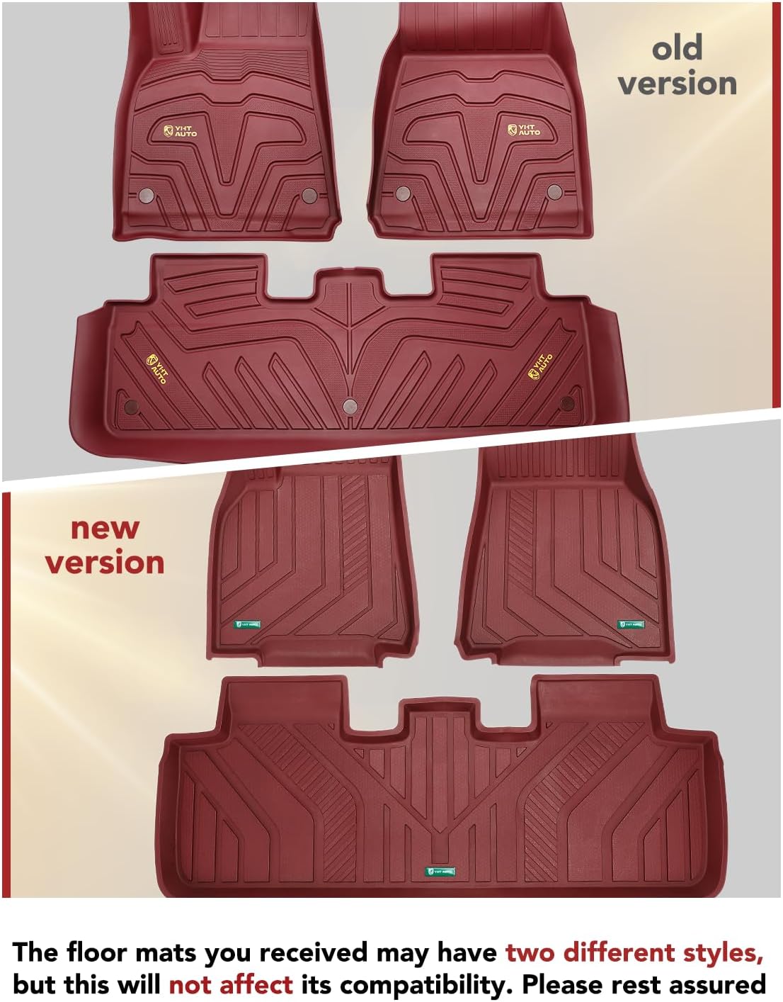 YHTAUTO Custom Fit Light Red Car Floor Mats for Tesla Model Y 2025-2020 (5-Seat) Not for Juniper, 1st & 2nd Row All Weather TPE Car Carpet Liners, Anti-Slip Waterproof, Automatic Mats, Set of 3