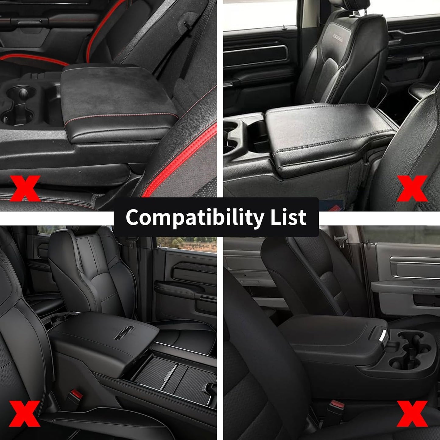 GIANT PANDA Center Console Cover Armrest Cover Cushion Fits Dodge RAM 1500 2500 3500 2009 2010 2011 2012 2013 2014 2015 2016 2017 2018, Scratch Resistant and Waterproof, Neoprene, Black