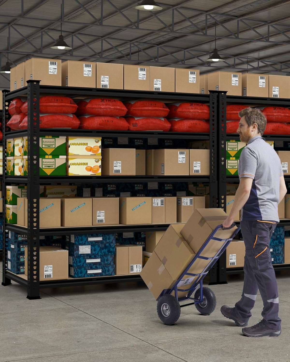 PrimeZone Heavy Duty Garage Storage Shelves - 48" W X 24" D X 72" H Adjustable Metal Shelving Unit, 5 Tier Industrial Shelves for Storage Standing Utility Rack for Warehouse, Basement, Black, 6 Pack