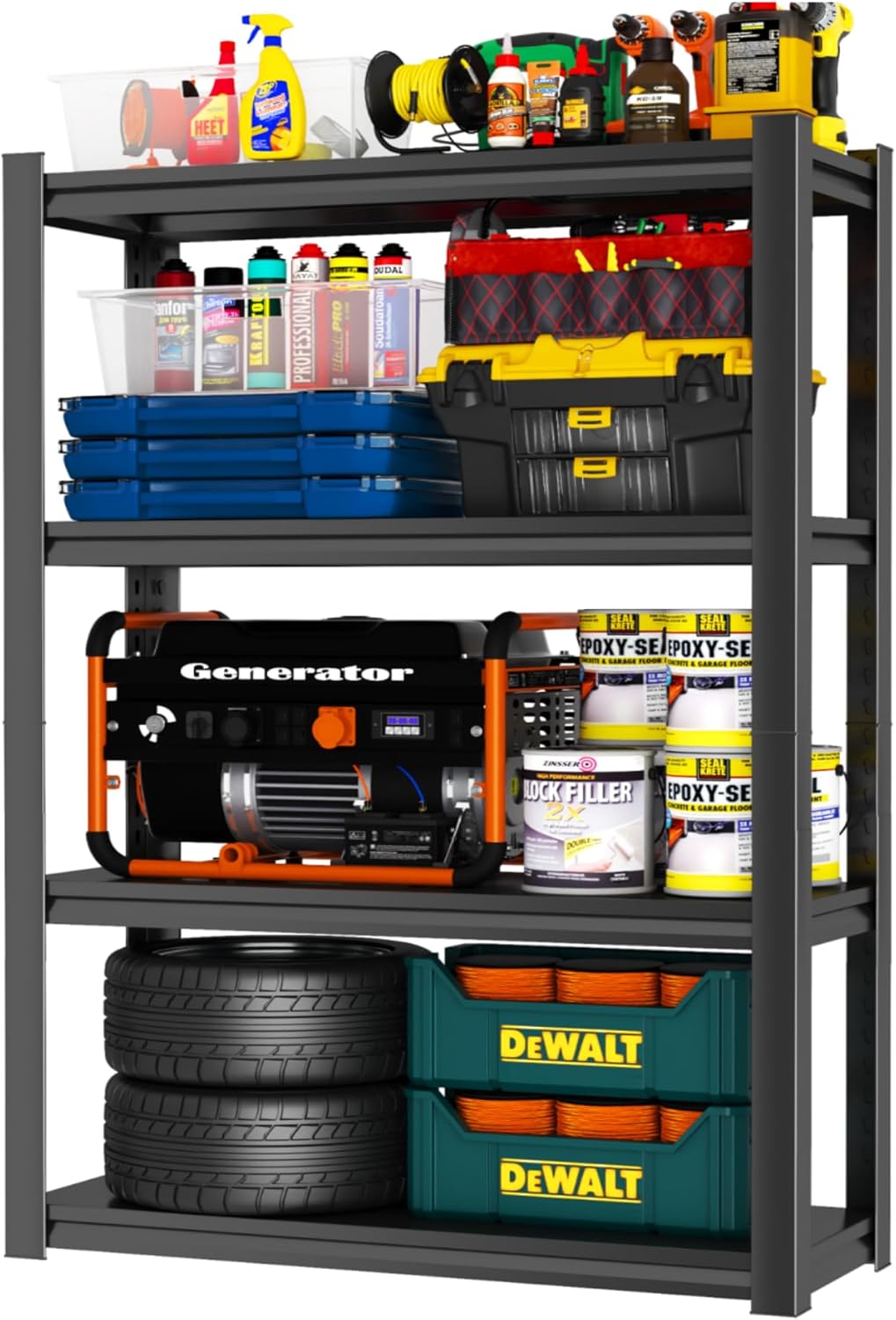 Metal Garage Shelving Unit, Heavy Duty Adjustable Storage Rack, Steel Shelving,2000 lbs Capacity, Industrial Shelves for Heavy Tools and Equipment (4-Tier 54" H x 36" W x 16" D)
