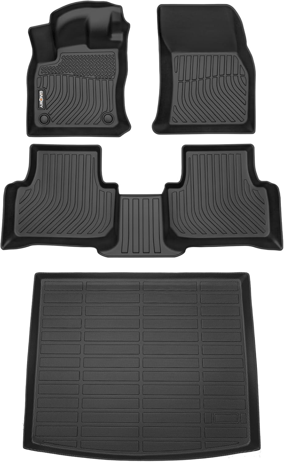 GINOWY-Floor Mats & Cargo Liner for Volkswagen VW Taos AWD 2022-2025 丨TPE All Weather Mats for VW Taos AWD Accessories Cargo Trunk Mat Trunk Liner