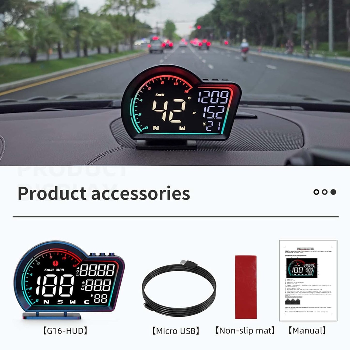 ACECAR Digital GPS Speedometer Universal Car Head Up Display with Speed MPH Compass Direction Fatigue Driving Reminder Driving Distance Altitude Overspeed Alarm HD Display HUD for All Vehicle