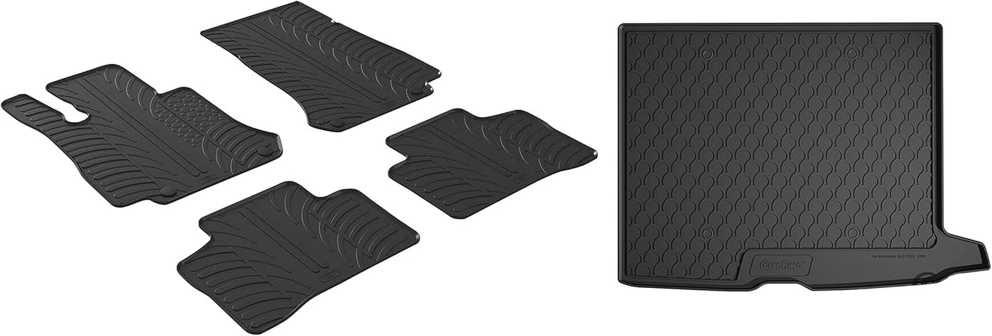 Gledring USA Custom Fit Rubber Mats Combo Pack Intended for Mercedes GLC Class (X253) 2016-2021, No Trimming Required, Tailored Custom Fit, All-Weather, Protects from Rain, Mud, & Snow
